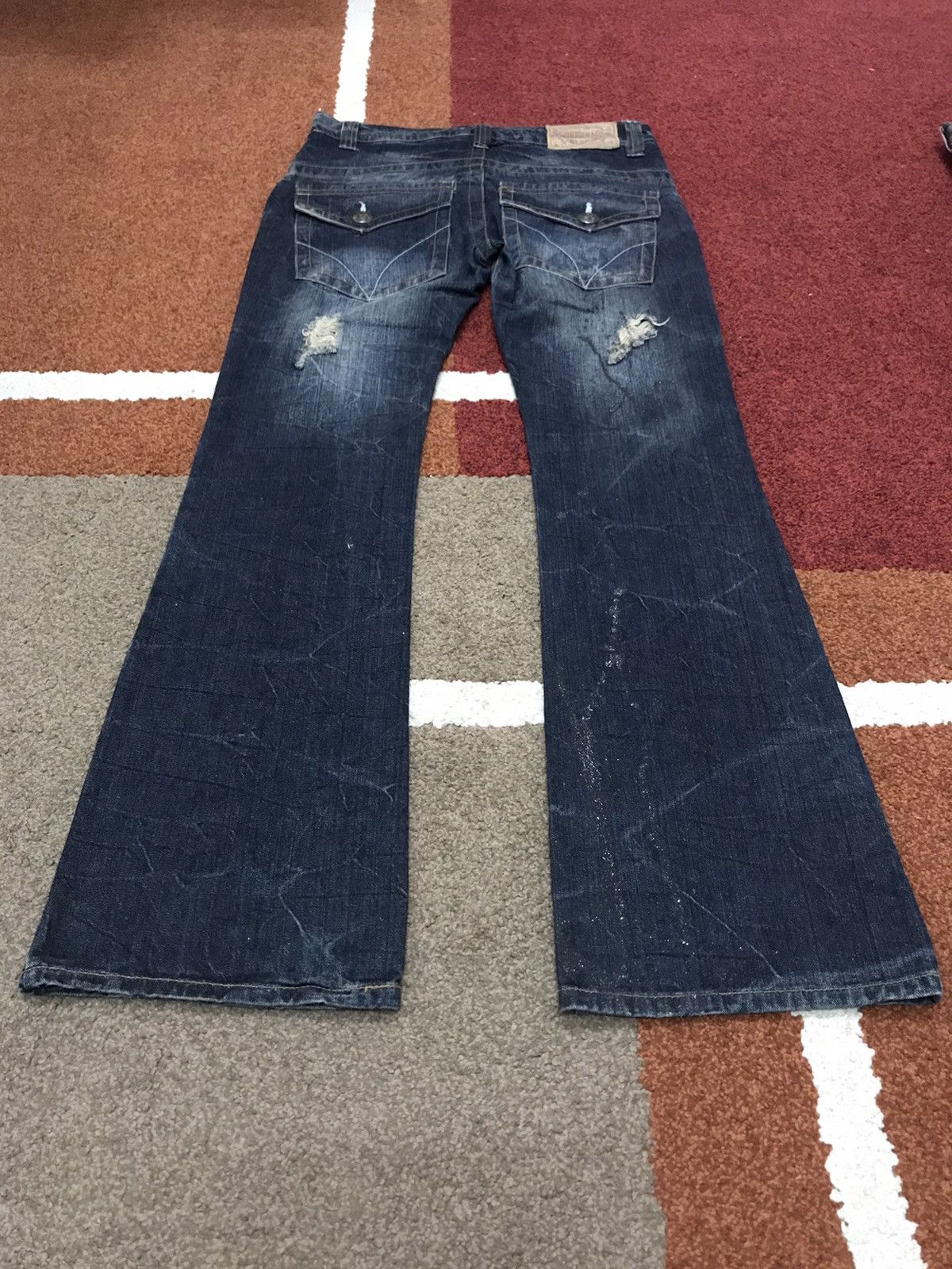 Other FLARE🔥Skull Very Rare Distressed Painter Flare Jeans Size US 32 / EU 48 - 16 Thumbnail