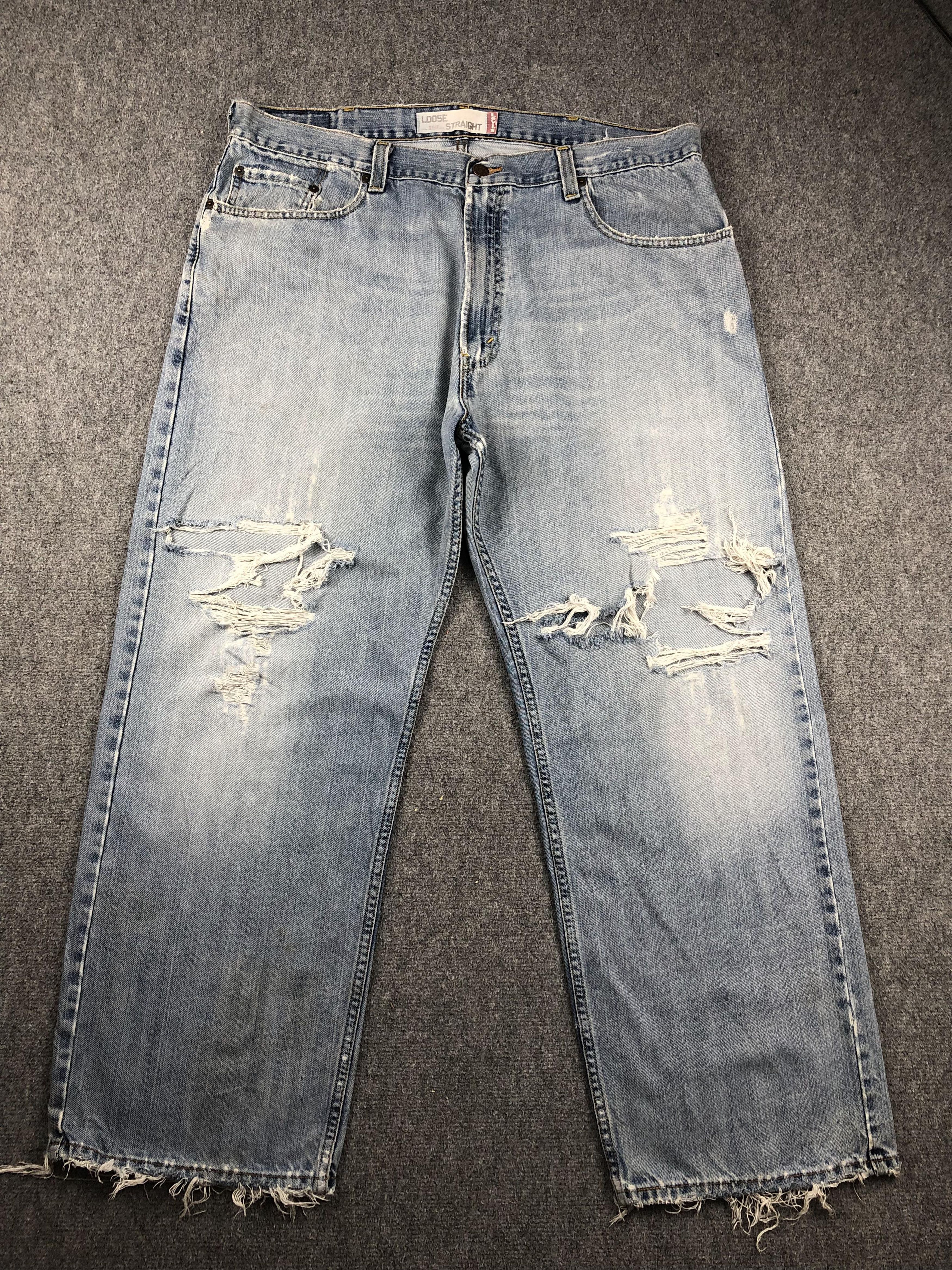 Levi's Vintage Distressed Levis 569 Faded Blue Jeans DP2270 Size US 39 - 1 Thumbnail