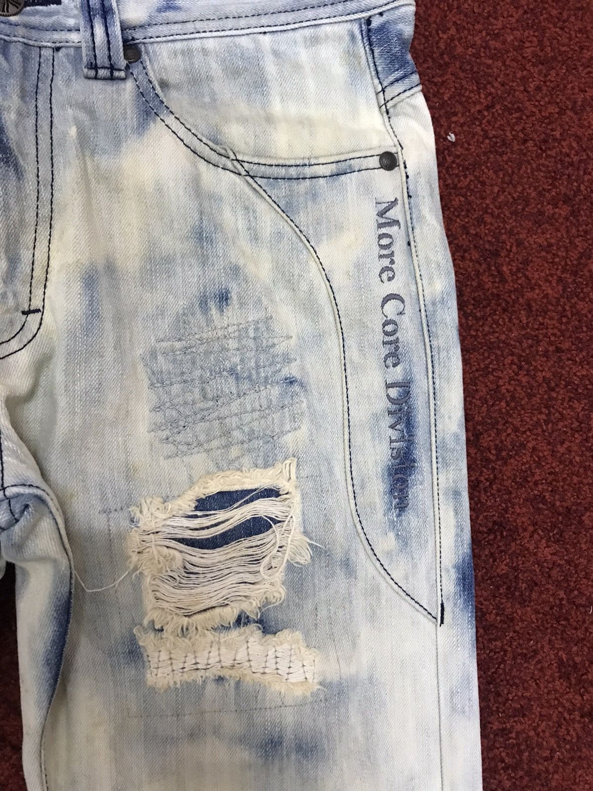 Japanese Brand more core division Japan Punk Acid Wash Distressed Jeans Size US 31 - 6 Thumbnail