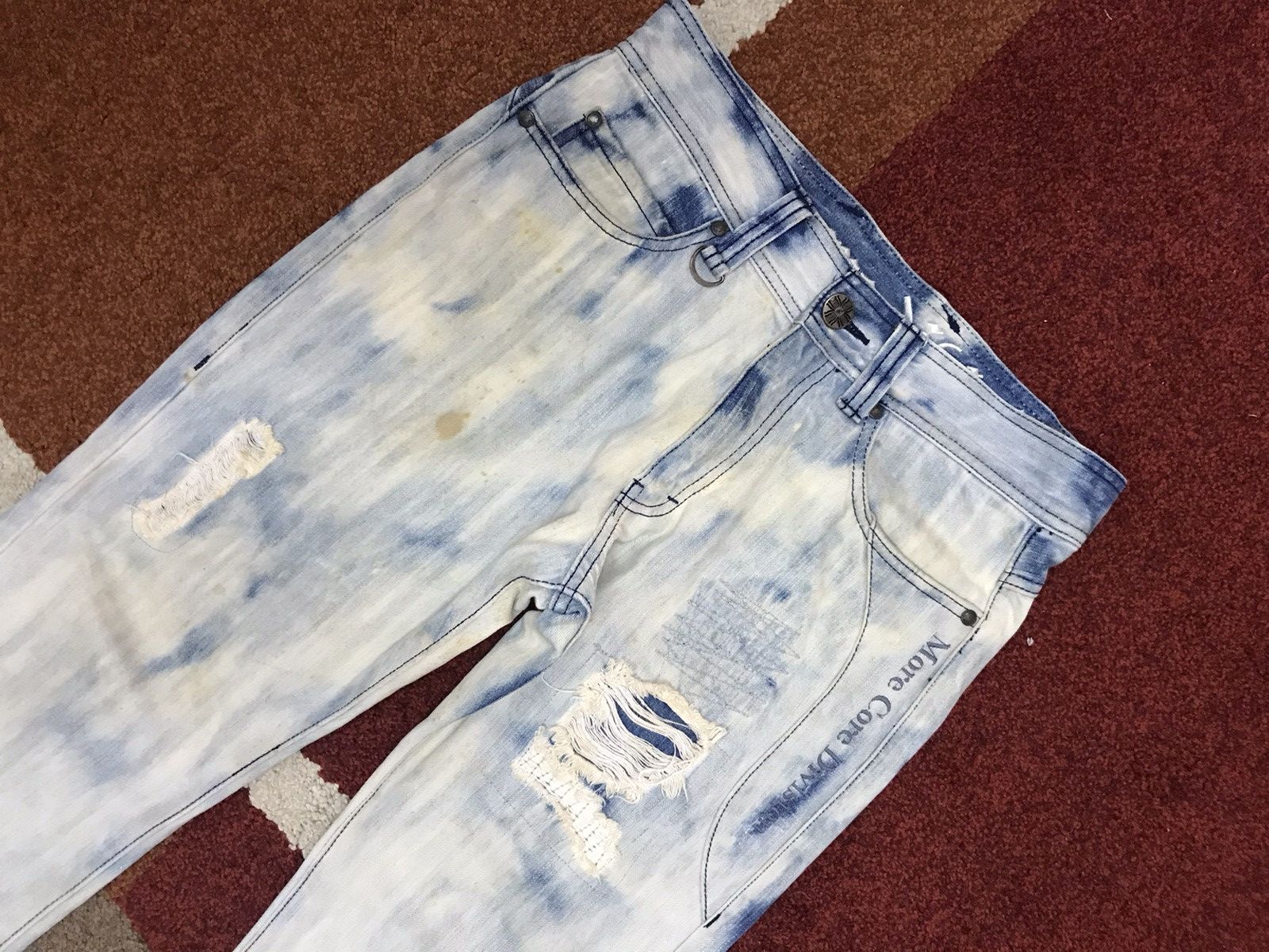 Japanese Brand more core division Japan Punk Acid Wash Distressed Jeans Size US 31 - 2 Thumbnail