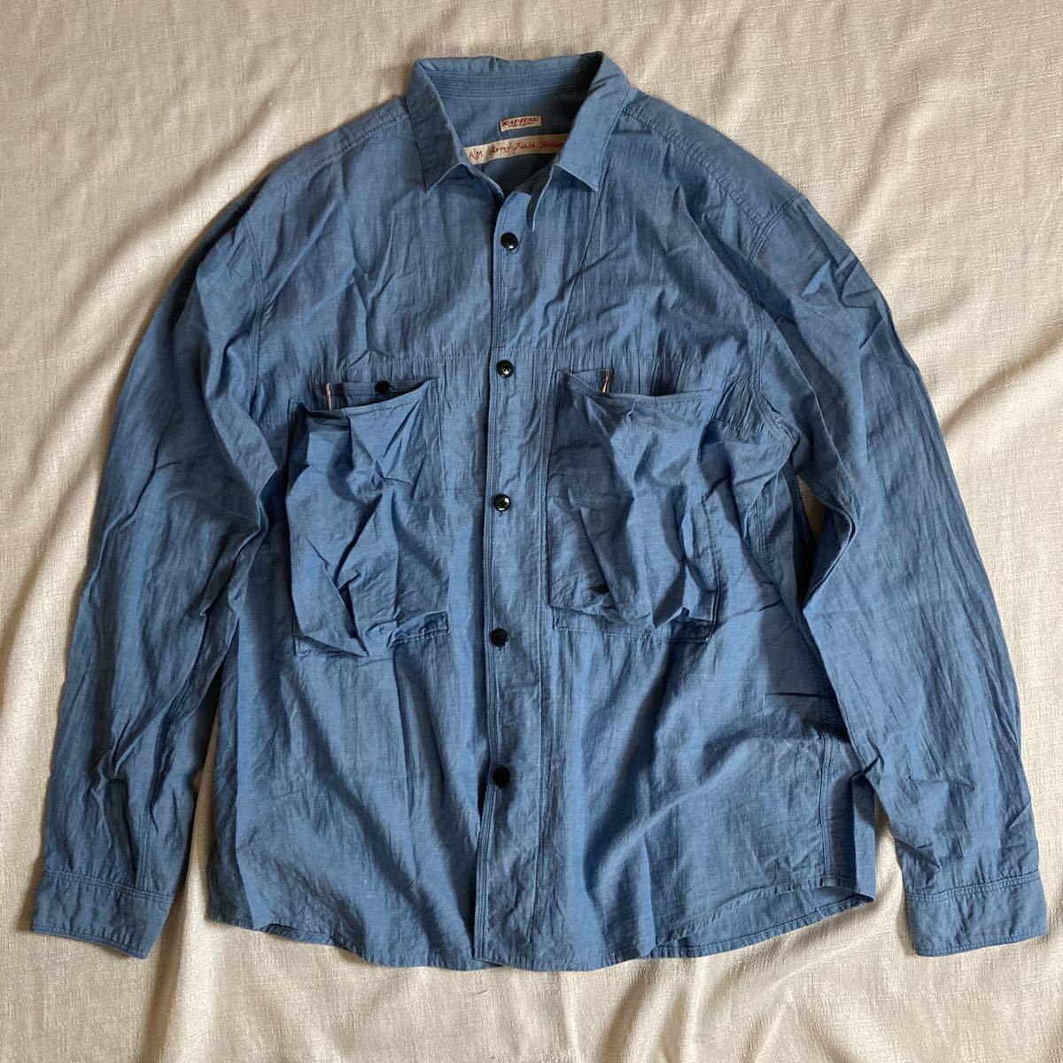 KAPITAL Anorak Button Up Long Sleeve Work Shirt Blue 4