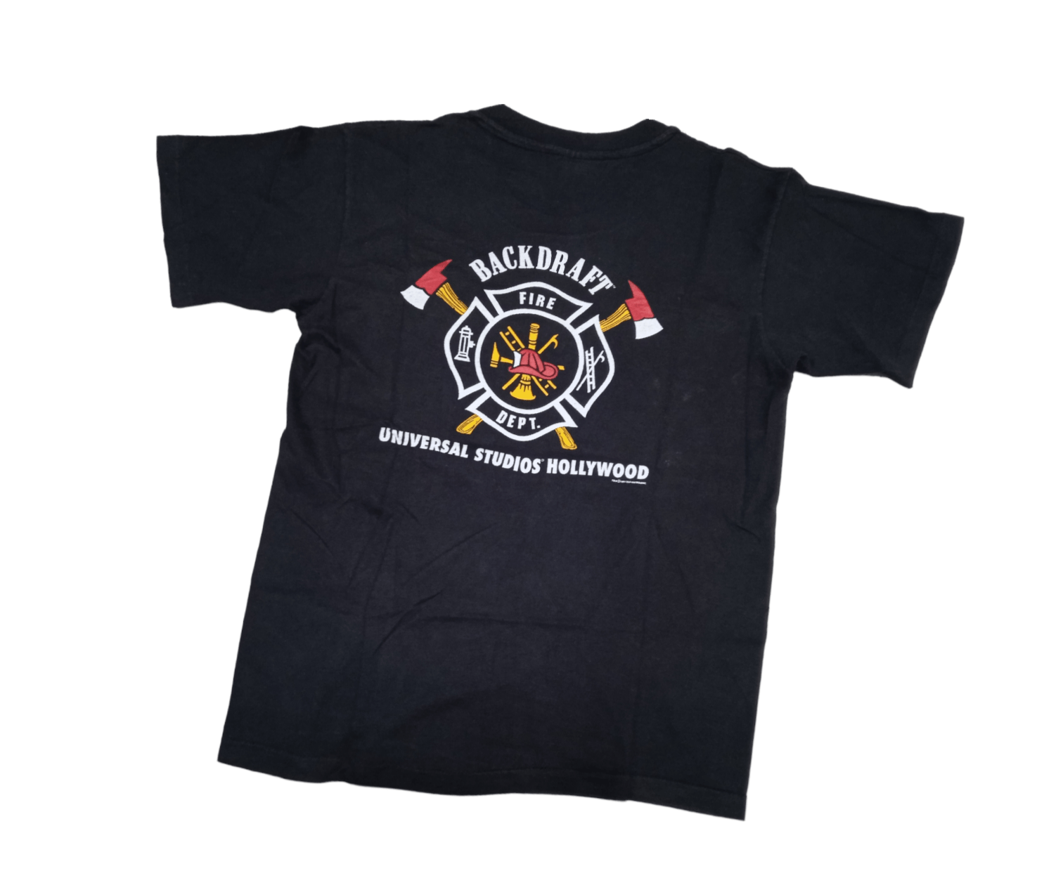 image of Movie x Vintage 90's Universal Studios Backdraft T-Shirt in Black, Men's (Size Medium)