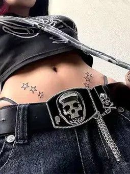 Leather Black Gothic Skulls Alt Belts Size ONE SIZE - 3 Thumbnail