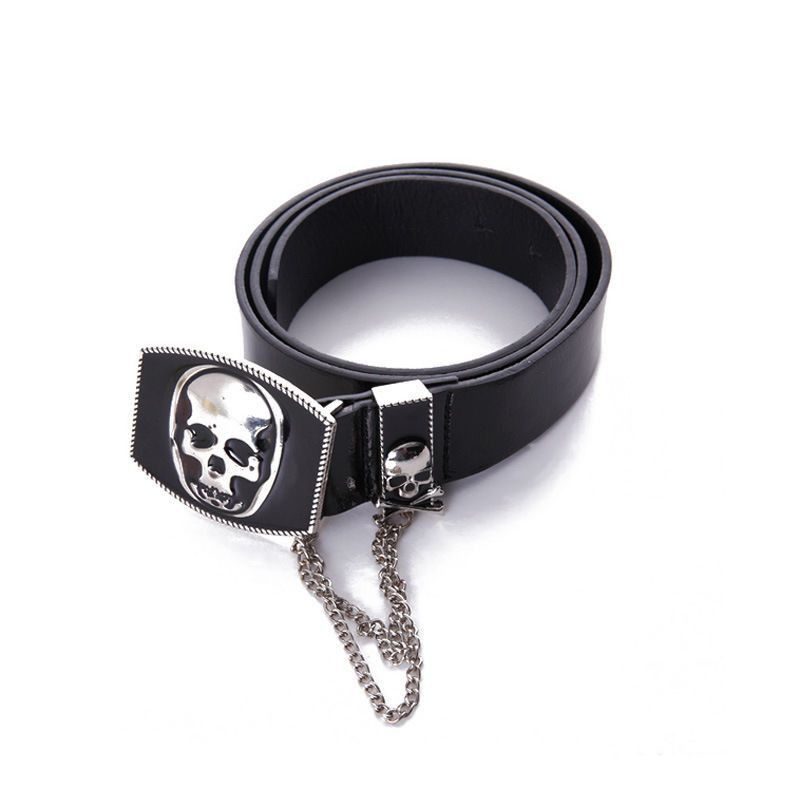 Leather Black Gothic Skulls Alt Belts Size ONE SIZE - 1 Thumbnail