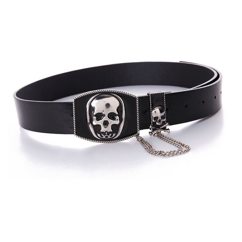 Leather Black Gothic Skulls Alt Belts Size ONE SIZE - 2 Thumbnail
