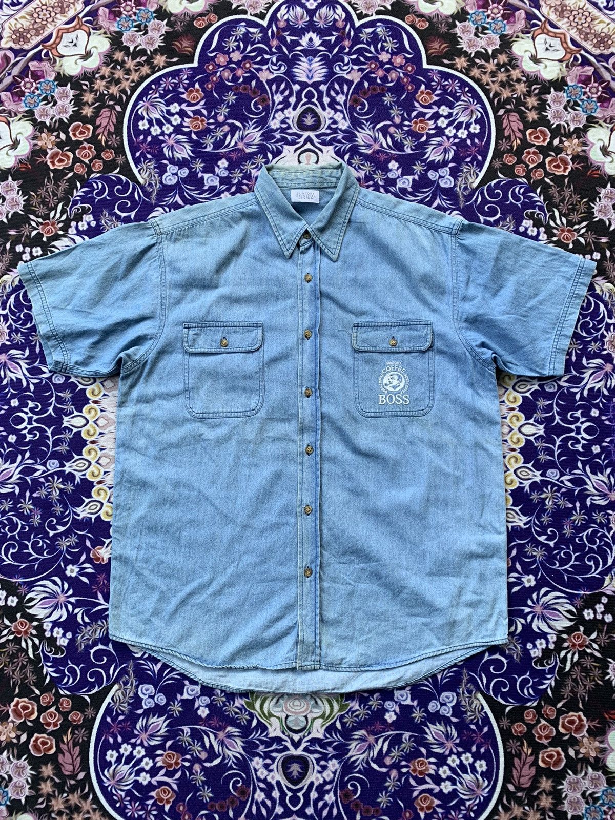 Japanese Brand Coffee Boss Denim Shirt Size US L / EU 52-54 / 3 - 1 Thumbnail