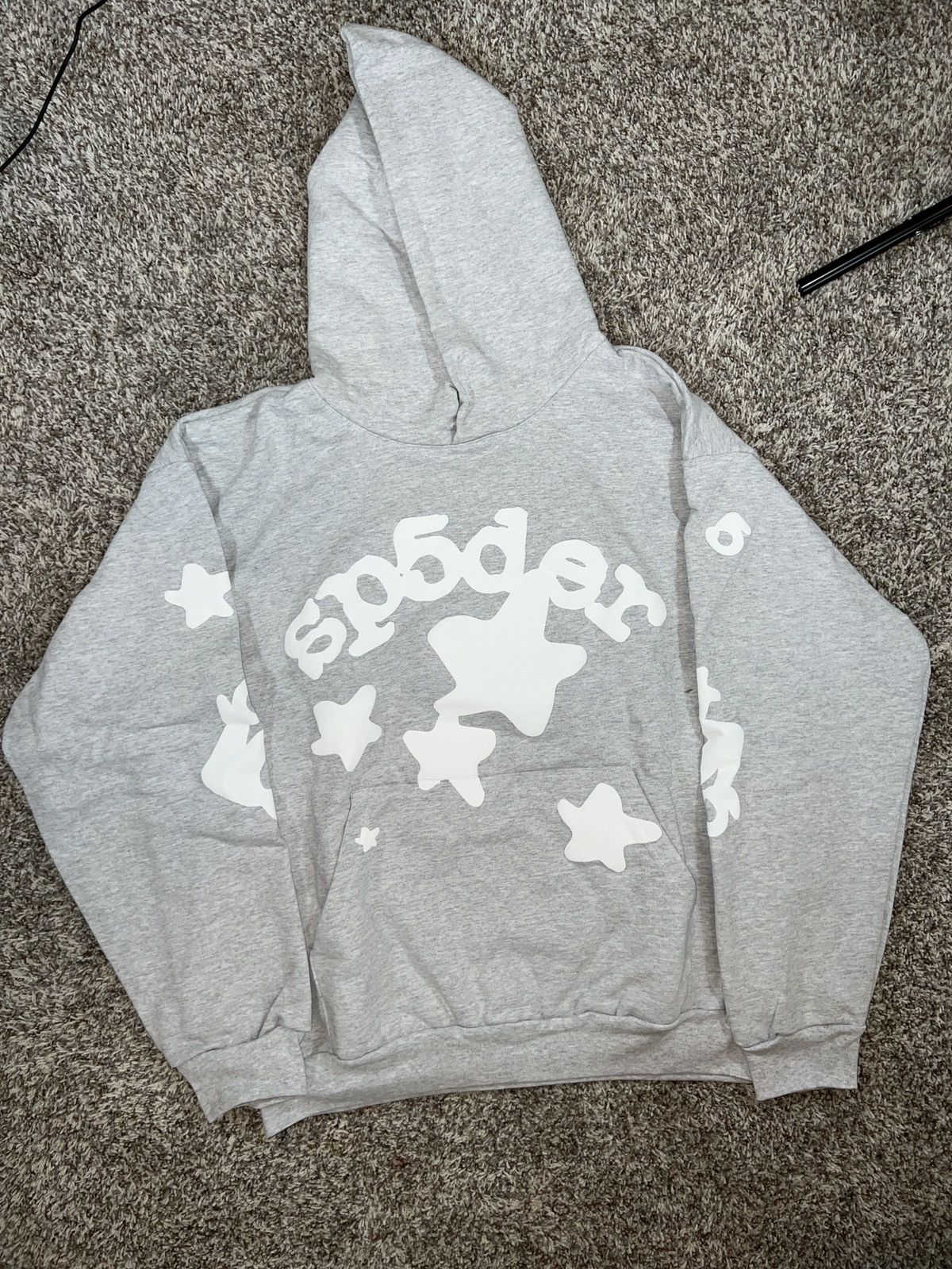 image of Spider Worldwide x Young Thug Sp5Der Worldwide Big Star Hoodie Grey, Men's (Size Small)