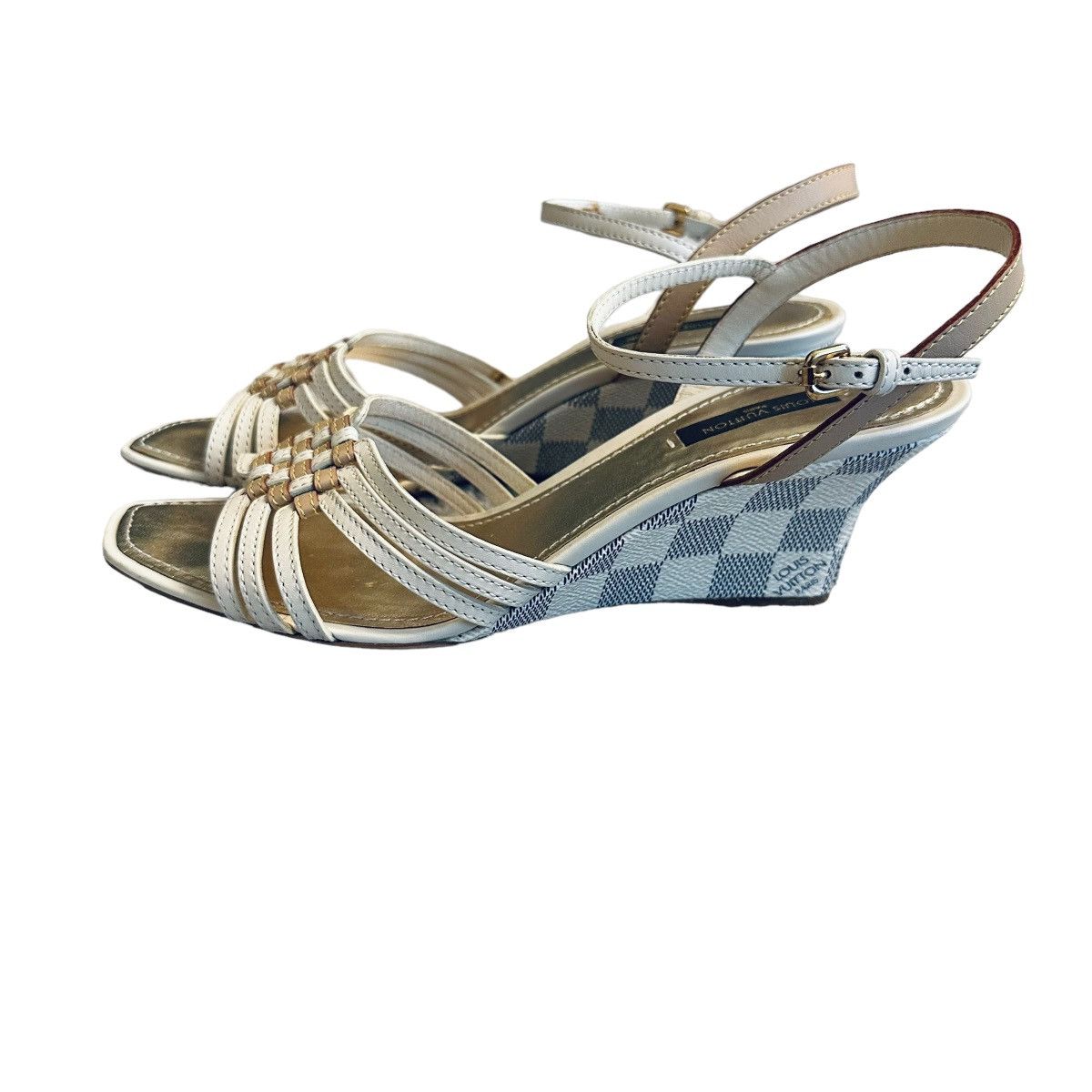 Louis Vuitton Damier Azur Wedge Heels 39  Wedge shoes, Louis vuitton shoes,  Louis vuitton