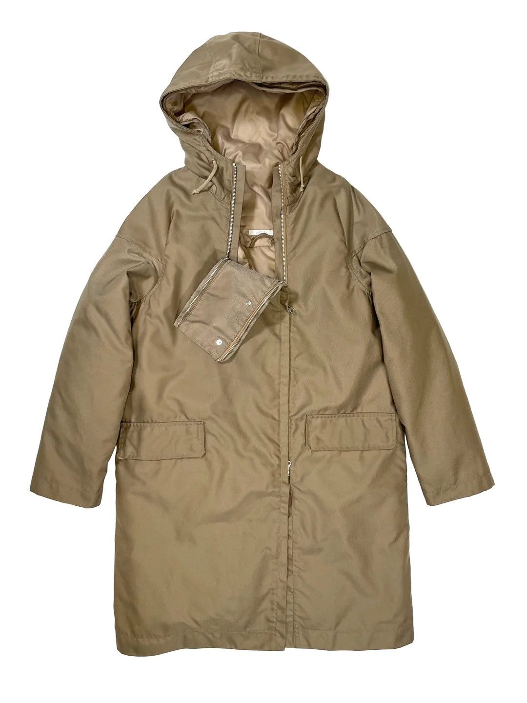 image of Helmut Lang Ballistic Nylon Lined Long Parka Jacket Archive Vintage in Beige, Men's (Size Medium)