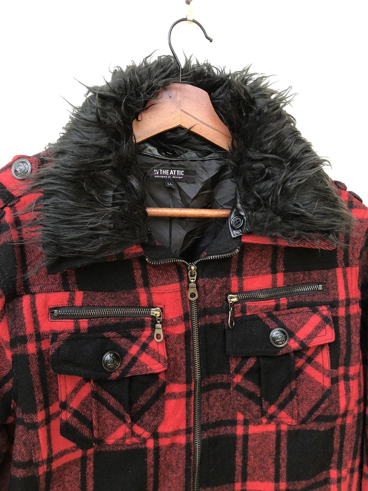 In The Attic 💥JAPANESE IN THE ATTIC REMOVABLE HOODIE TARTAN PRINTED Size US M / EU 48-50 / 2 - 4 Thumbnail