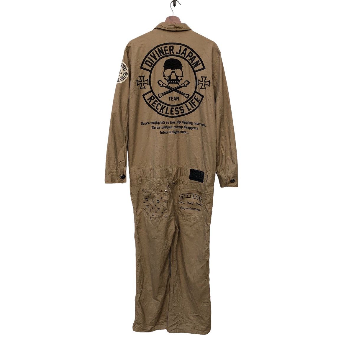 Japanese Brand VINTAGE DIVINER OVERALL EMBROIDERED SKULL Size US 31 - 1 Thumbnail