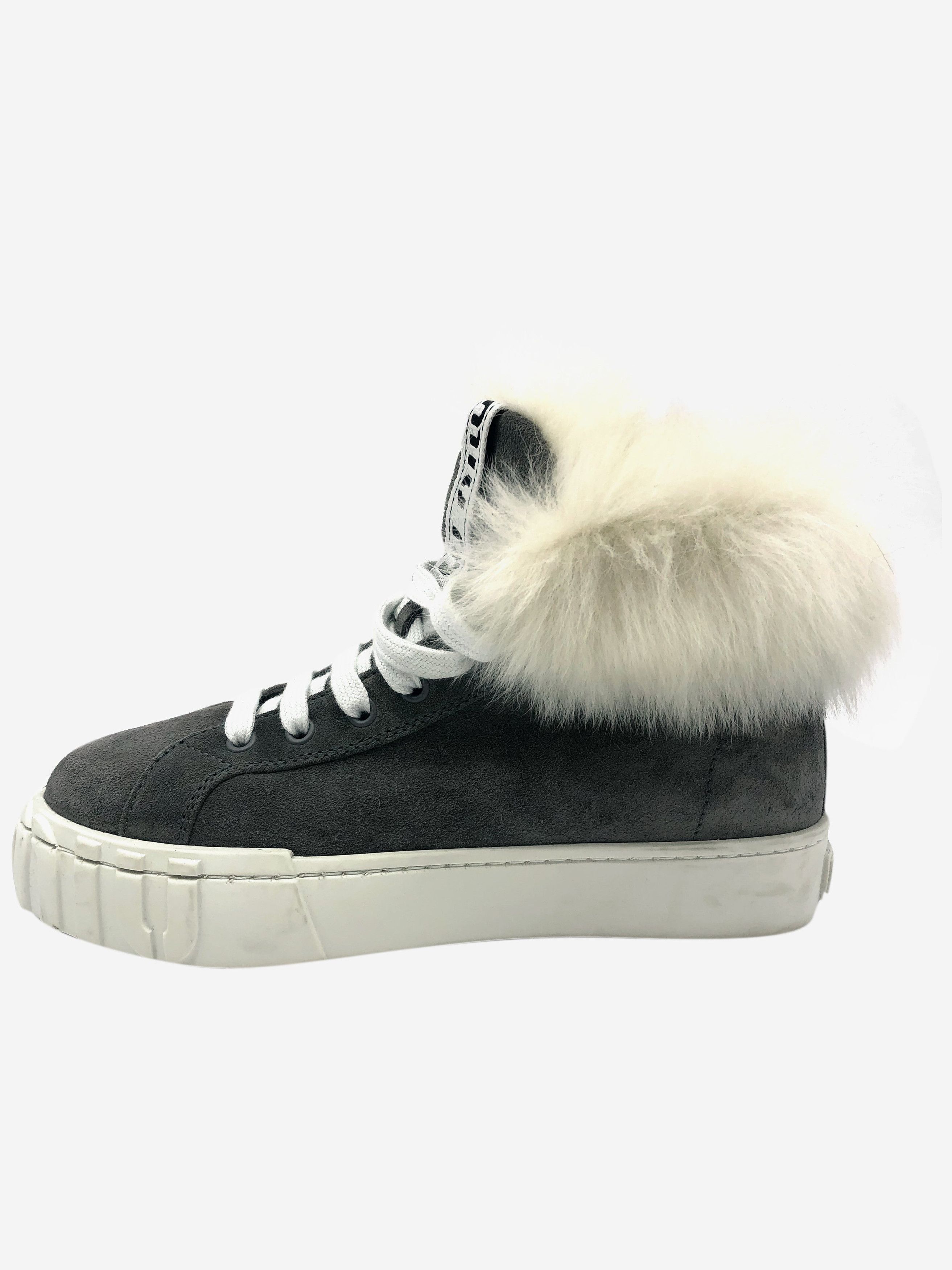 Grey shearling high-top sneakers - size EU 36.5
