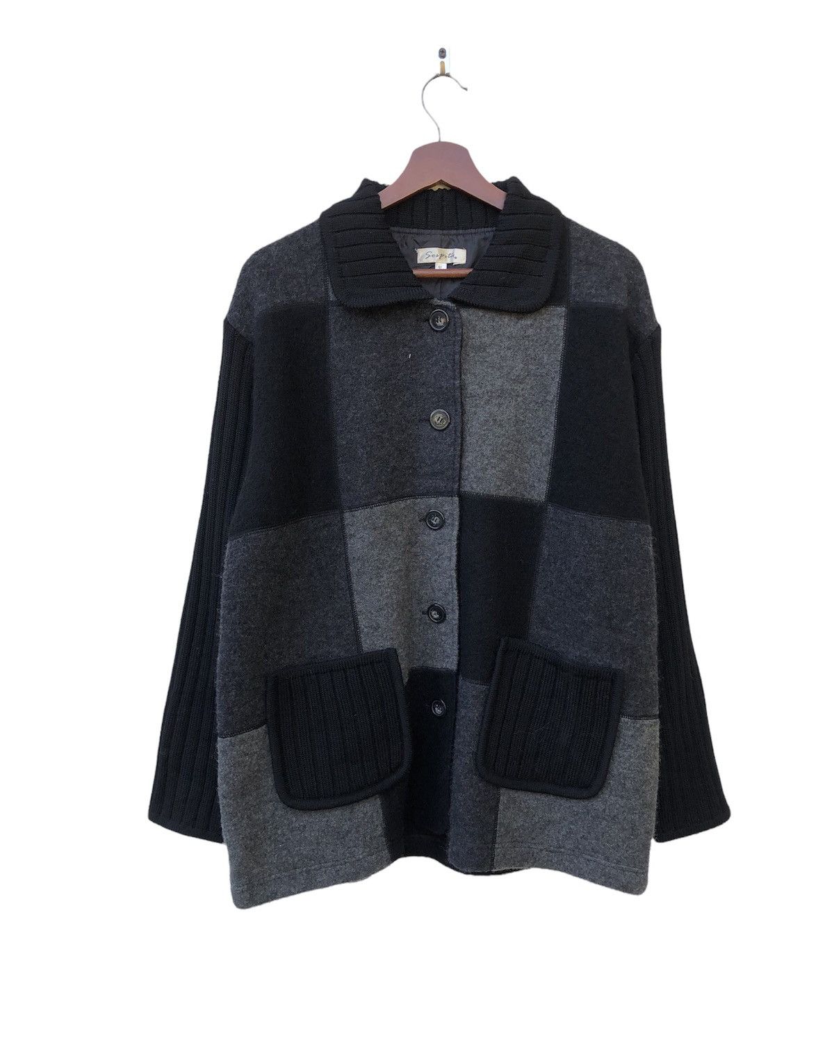 Japanese Brand 🔥FASHION Sozpita Chekered Print Pleat Sleeve Jacket Size M / US 6-8 / IT 42-44 - 1 Thumbnail