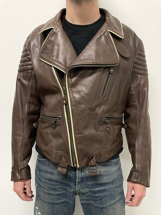 Armani 1990s Astro biker moto padded leather jacket archive bomber