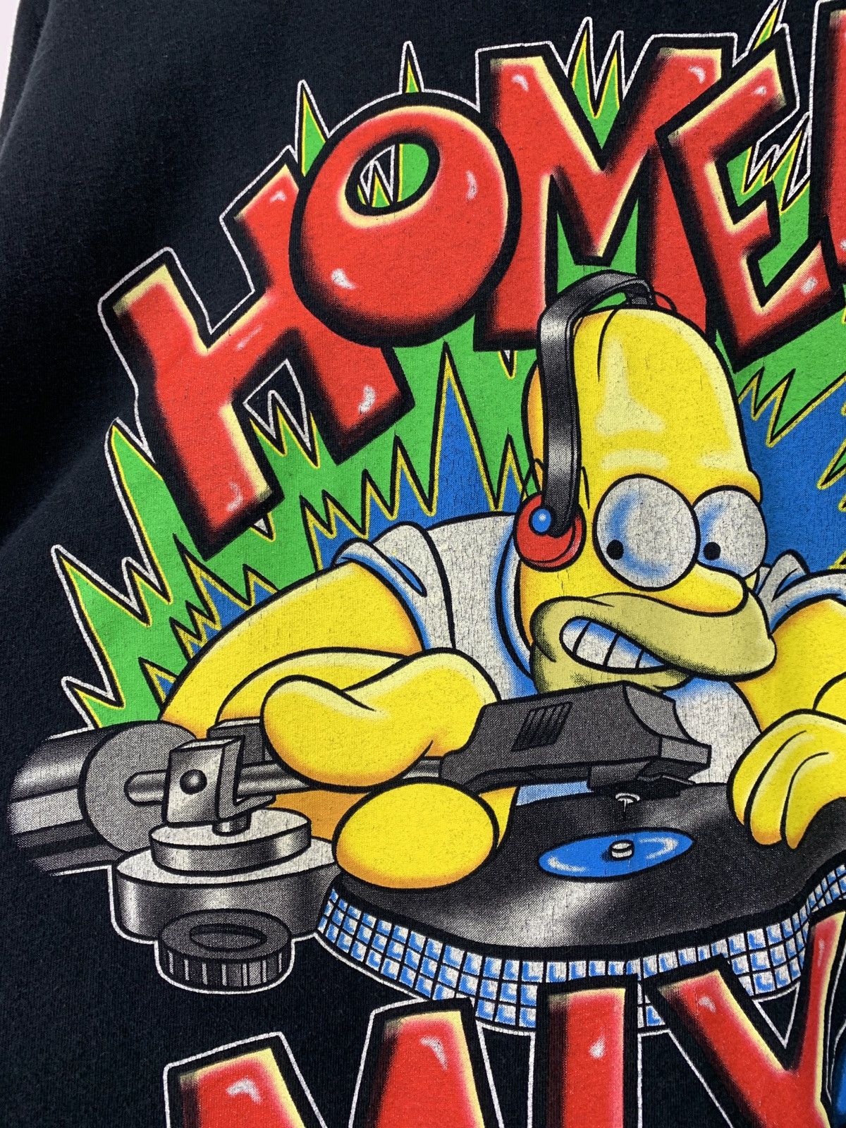The Simpsons 1998 Vintage Homer Simpson’s Mix DJ Black T-Shirt Size US XL / EU 56 / 4 - 7 Thumbnail