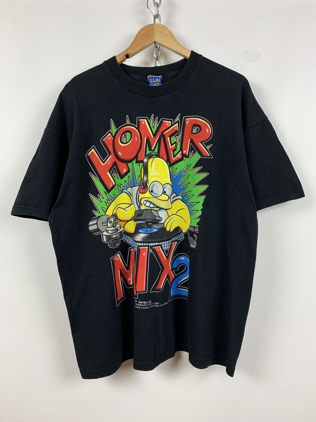 The Simpsons 1998 Vintage Homer Simpson’s Mix DJ Black T-Shirt Size US XL / EU 56 / 4 - 1 Thumbnail