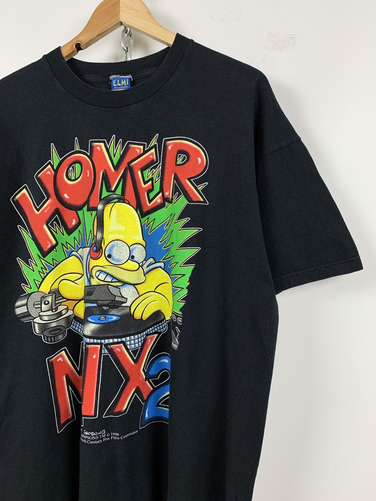The Simpsons 1998 Vintage Homer Simpson’s Mix DJ Black T-Shirt Size US XL / EU 56 / 4 - 3 Thumbnail