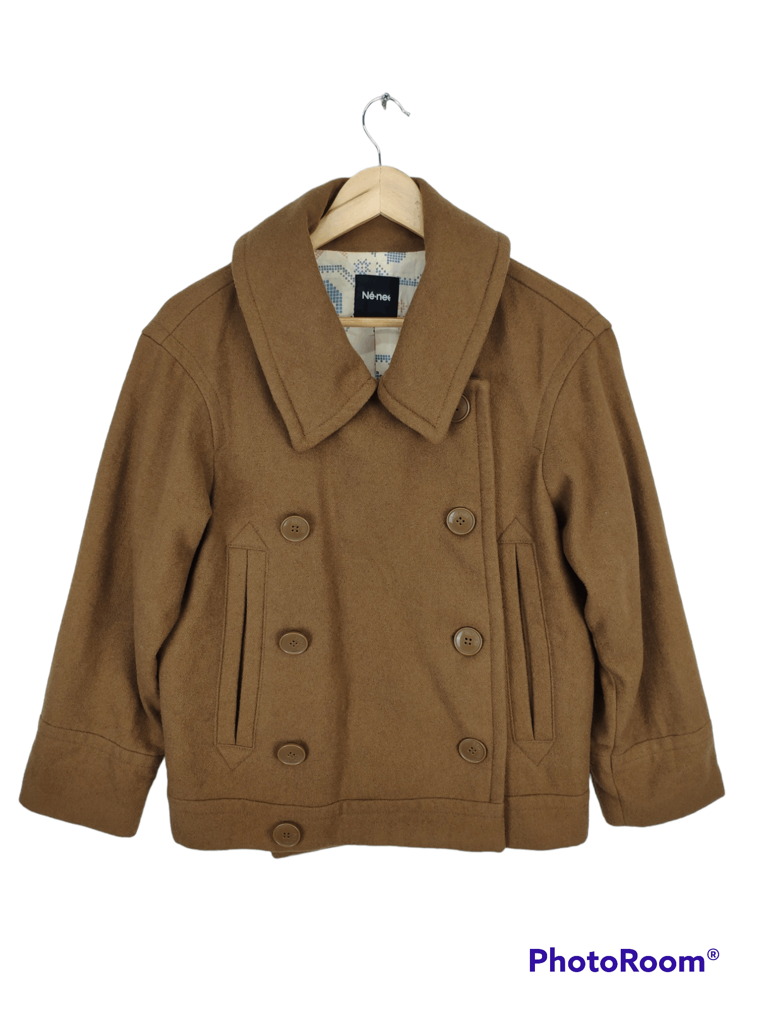 Designer × Issey Miyake × Japanese Brand Ne Net By Issey Miyake Wool Peacoat Native Linen Size US M / EU 48-50 / 2 - 1 Thumbnail