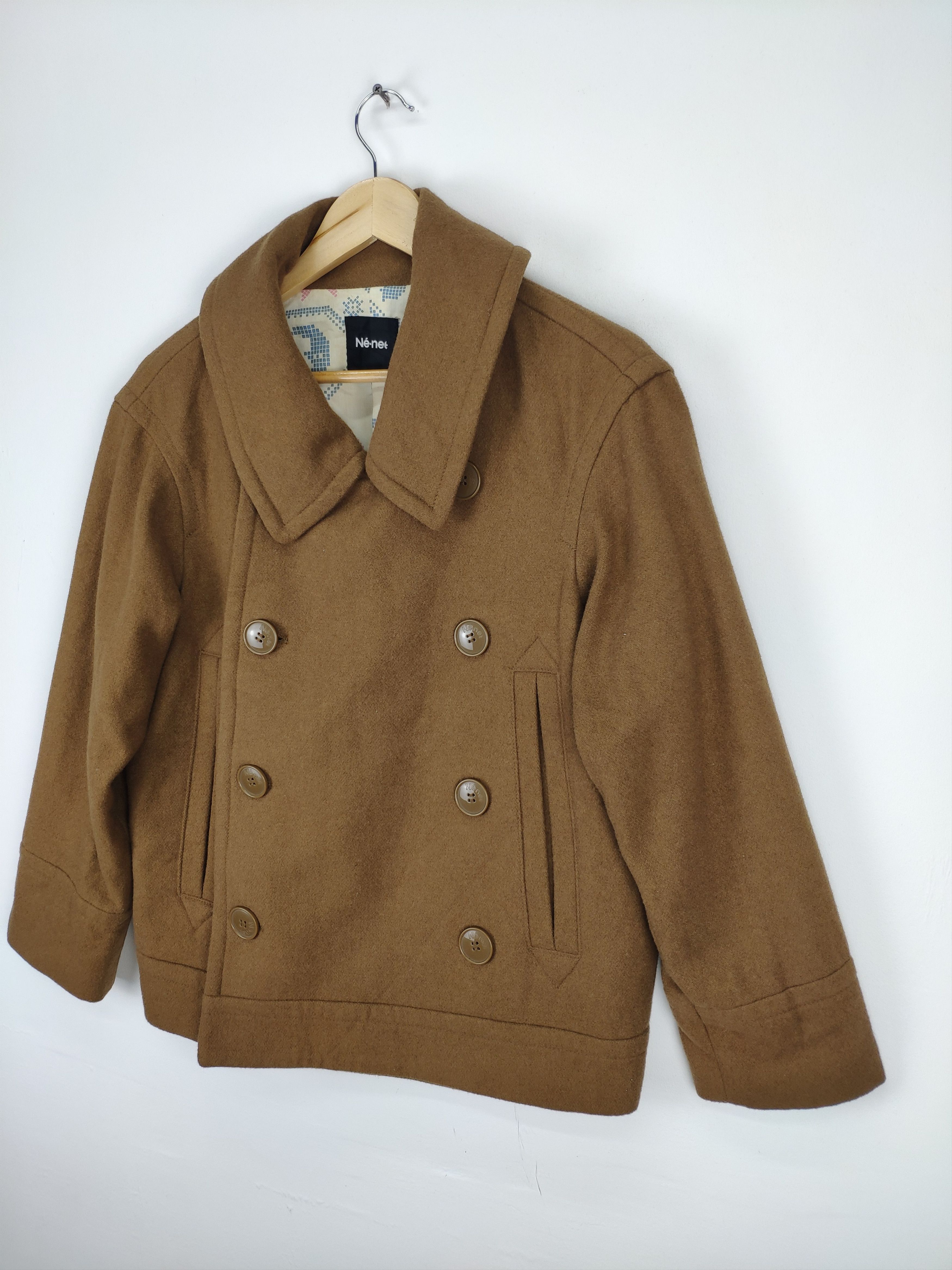 Designer × Issey Miyake × Japanese Brand Ne Net By Issey Miyake Wool Peacoat Native Linen Size US M / EU 48-50 / 2 - 3 Thumbnail