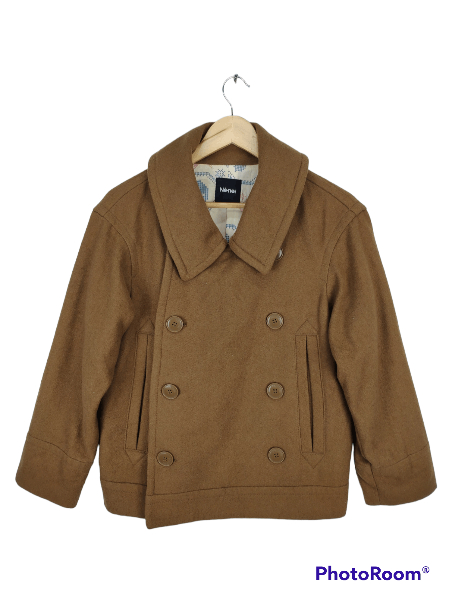 Designer × Issey Miyake × Japanese Brand Ne Net By Issey Miyake Wool Peacoat Native Linen Size US M / EU 48-50 / 2 - 2 Thumbnail