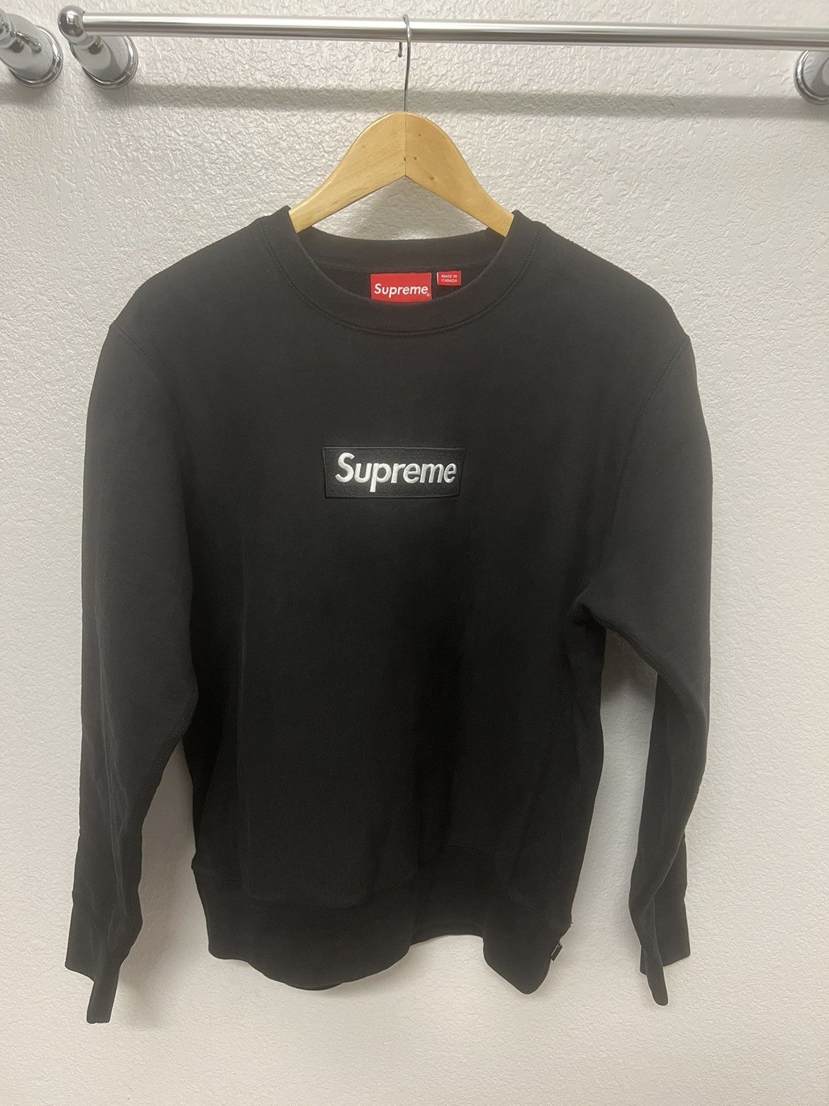 image of Supreme Box Logo Crewneck (Fw18) in Black, Men's (Size Small)