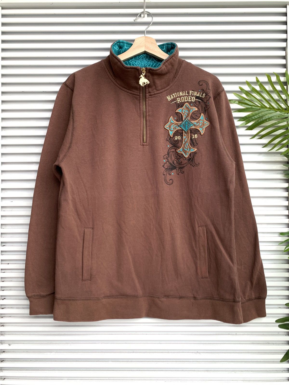Japanese Brand Prorodeo Chrome Big Cross Hearts Half Zipper Sweater Size US M / EU 48-50 / 2 - 2 Thumbnail