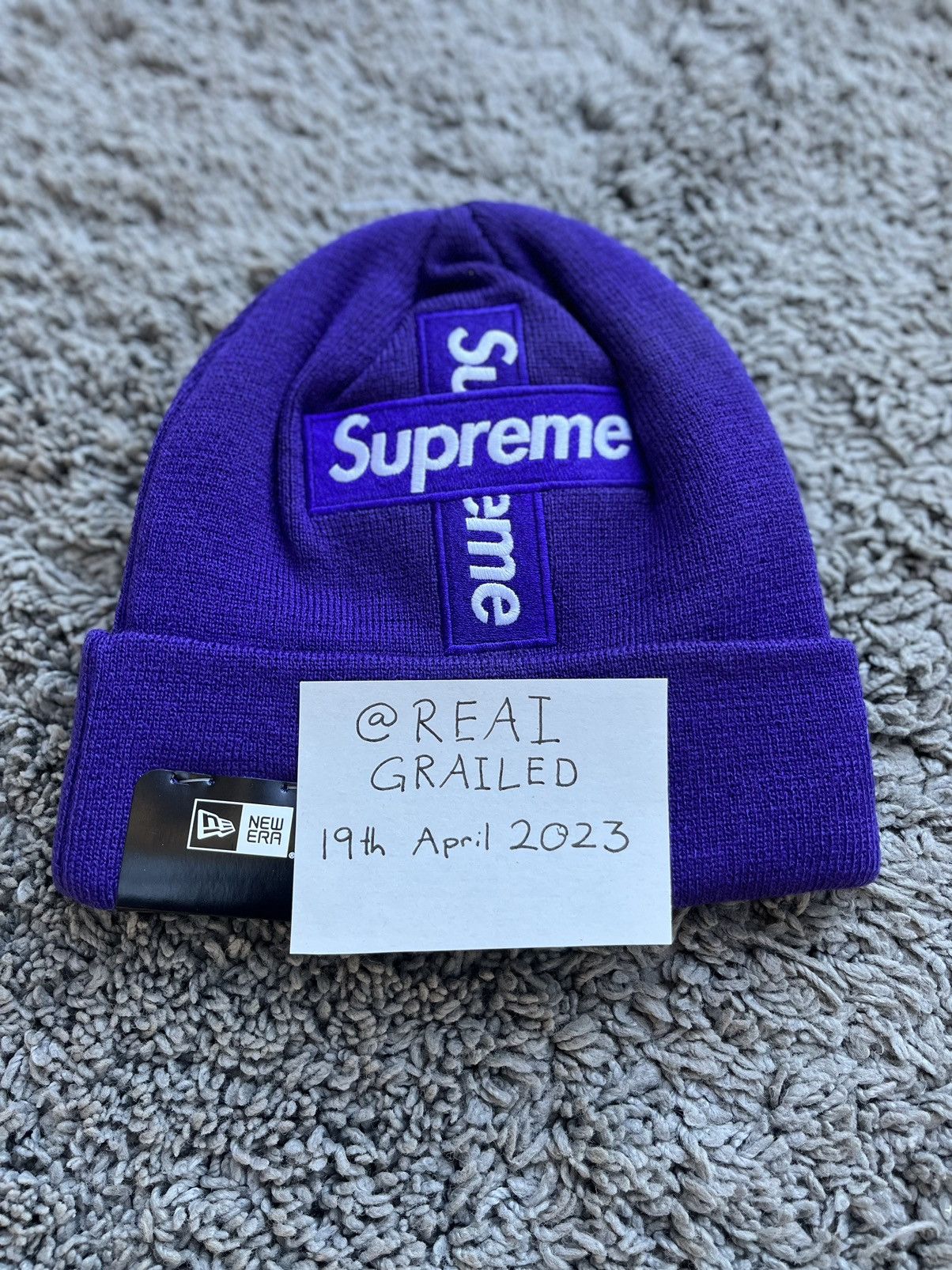 Supreme Purple Cross Logo Beanie FW20
