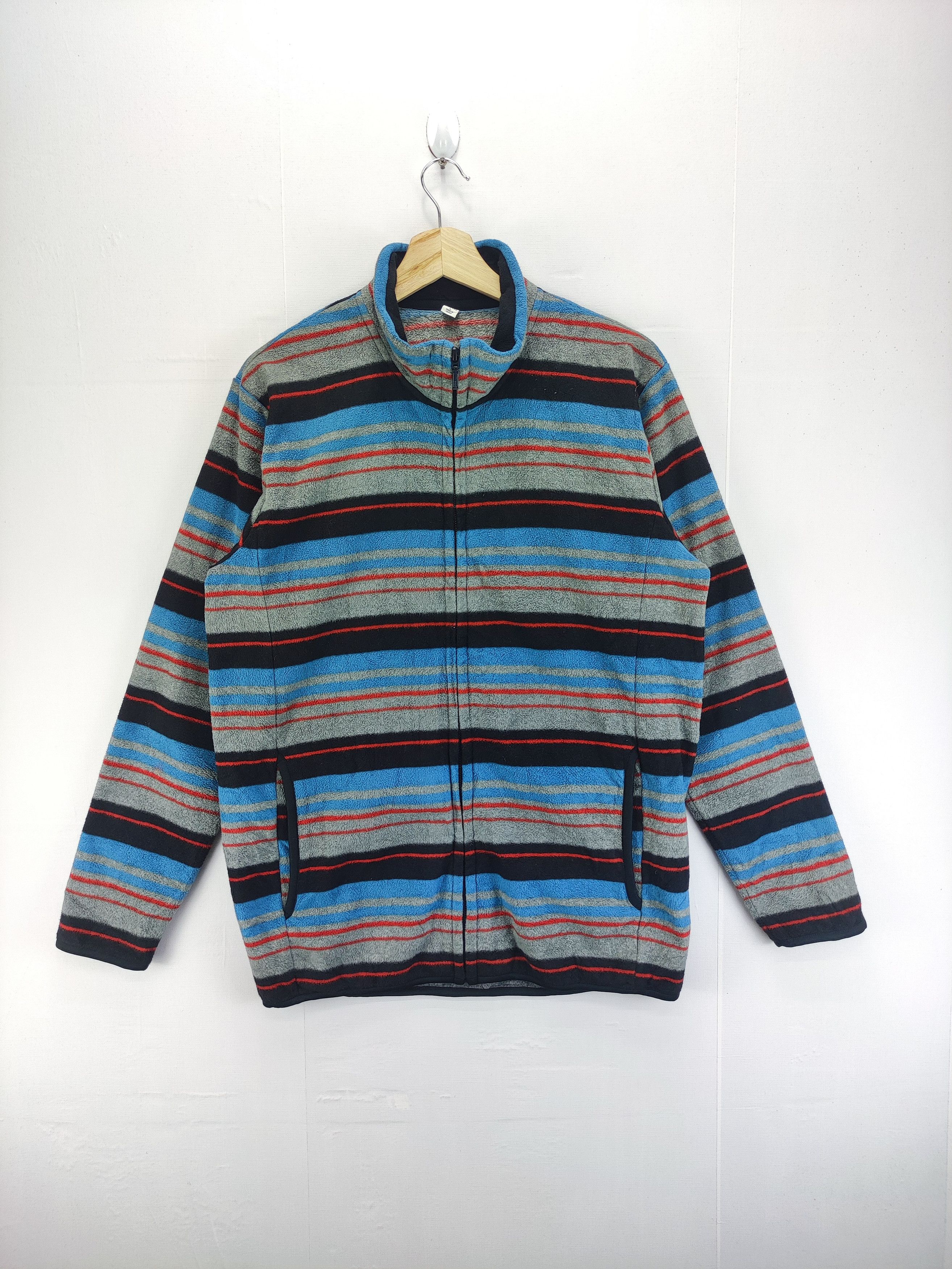 Uniqlo Uniqlo Sweater Striped Jacket Fleece Zipper Size US M / EU 48-50 / 2 - 1 Thumbnail