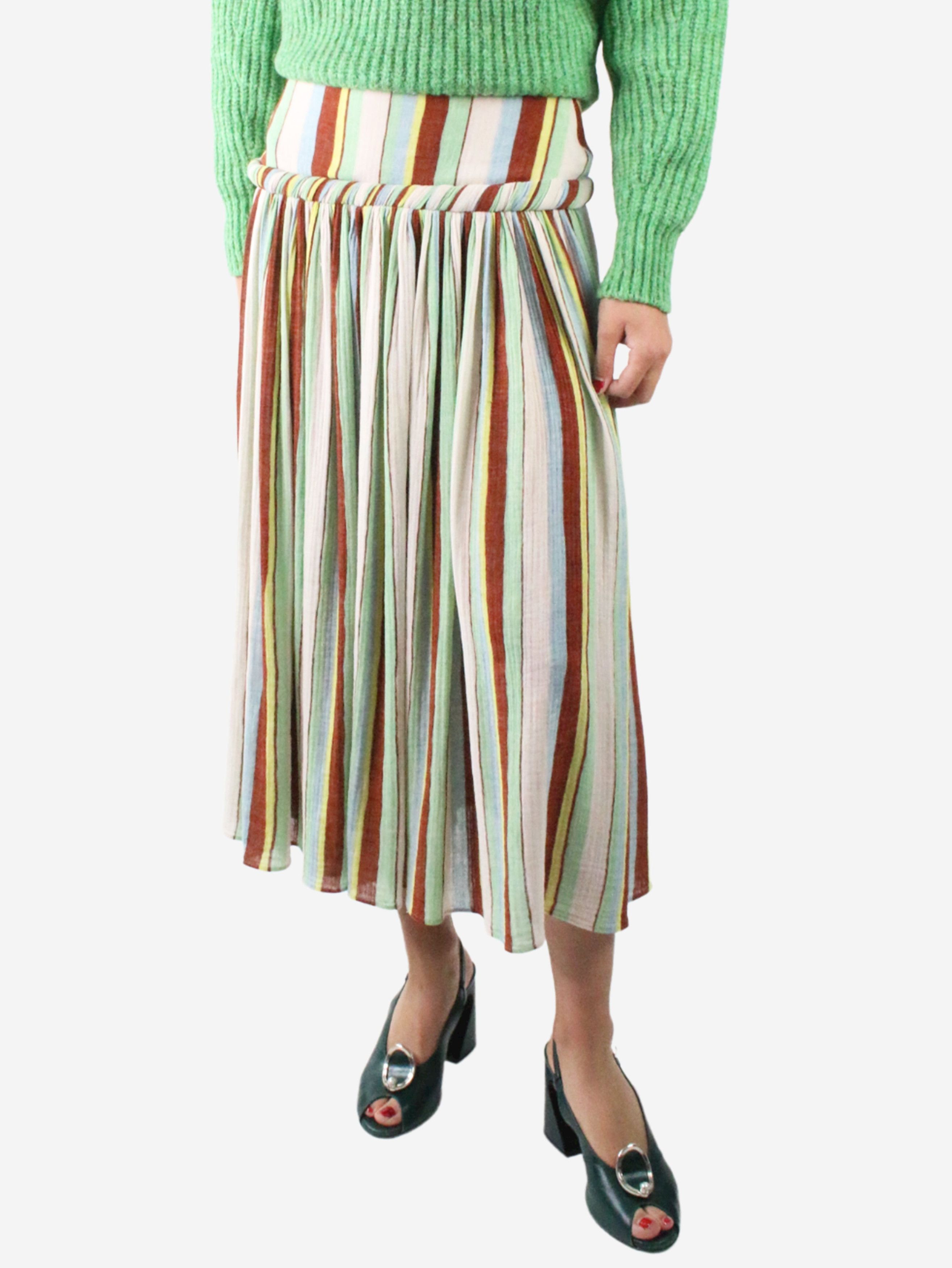 Multicoloured striped midi skirt - size FR 36