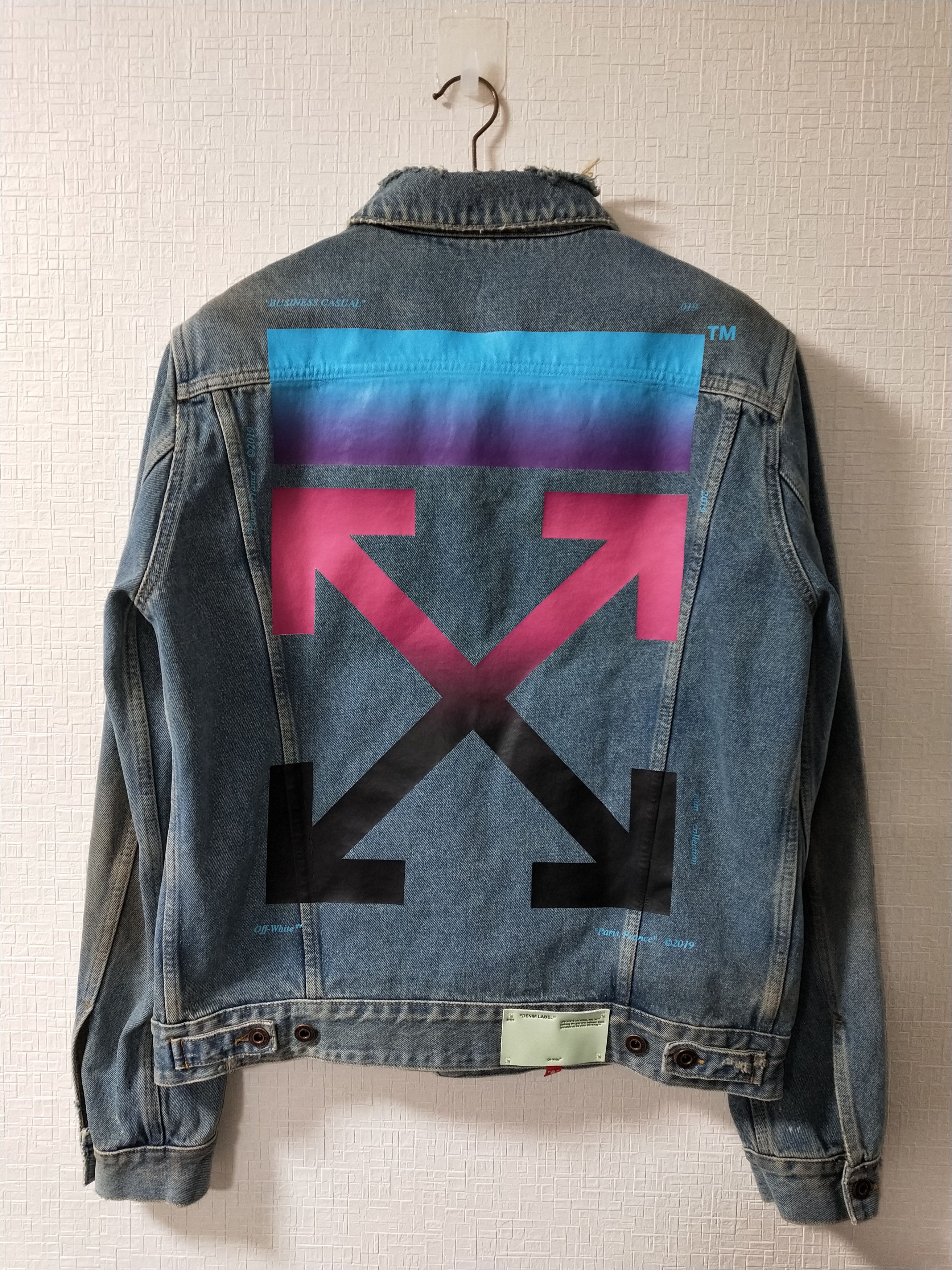 Pre owned Off white Multicolor Gradient Denim Jacket In Indigo