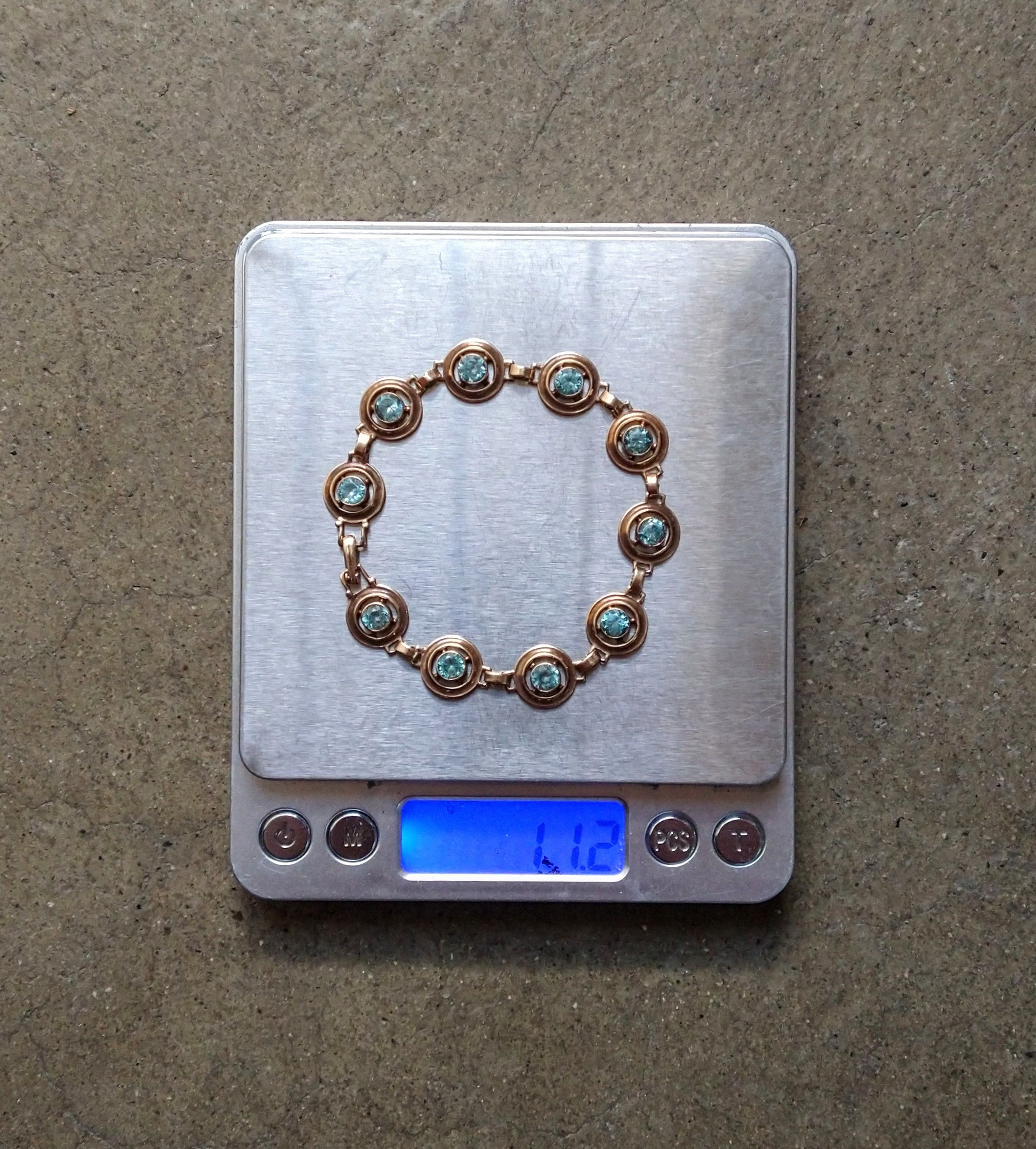 Jewelry × Vintage Vintage 10K Yellow Gold Bracelet Blue Glass Art Deco Size ONE SIZE - 15 Thumbnail