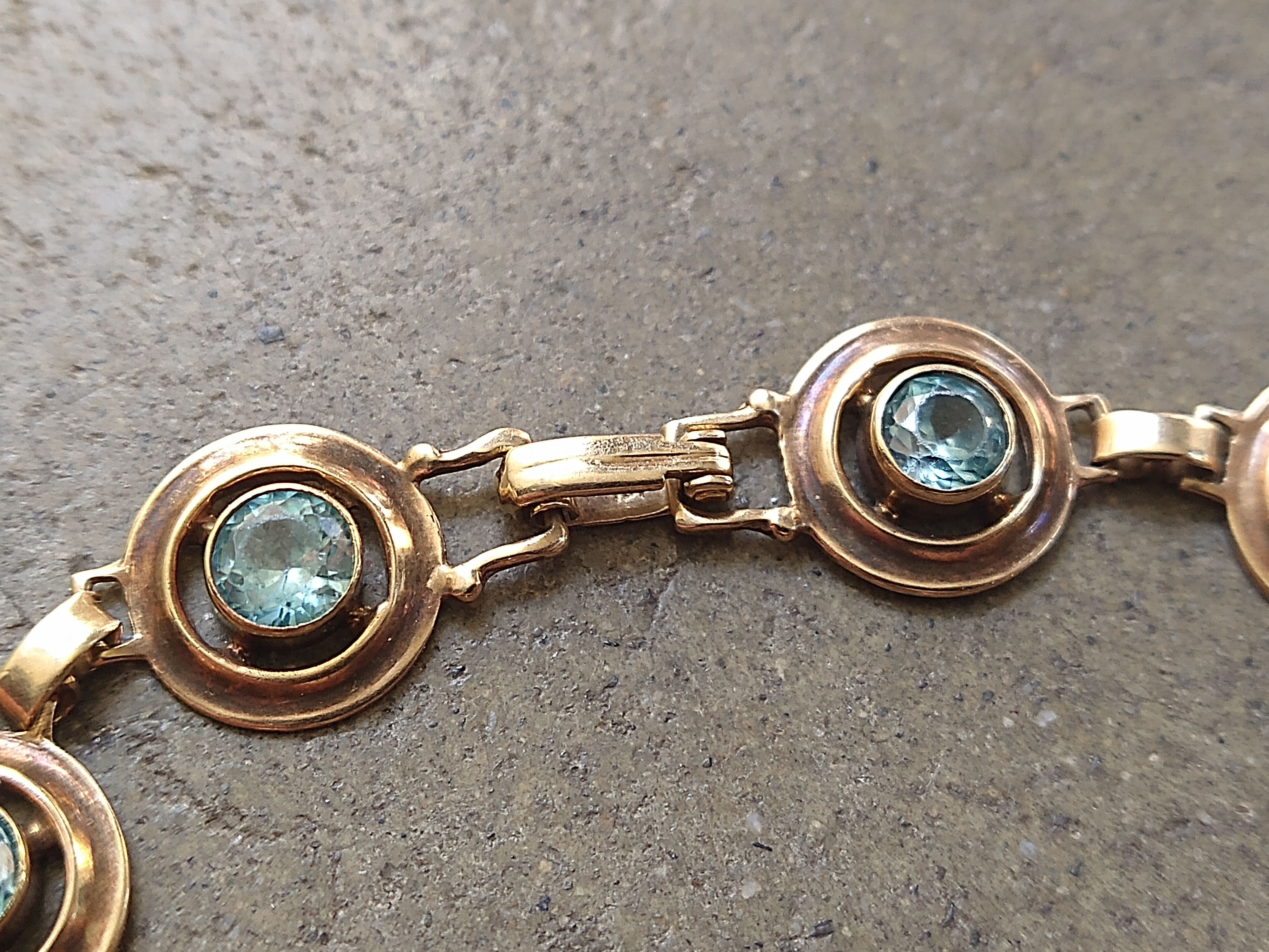 Jewelry × Vintage Vintage 10K Yellow Gold Bracelet Blue Glass Art Deco Size ONE SIZE - 6 Thumbnail