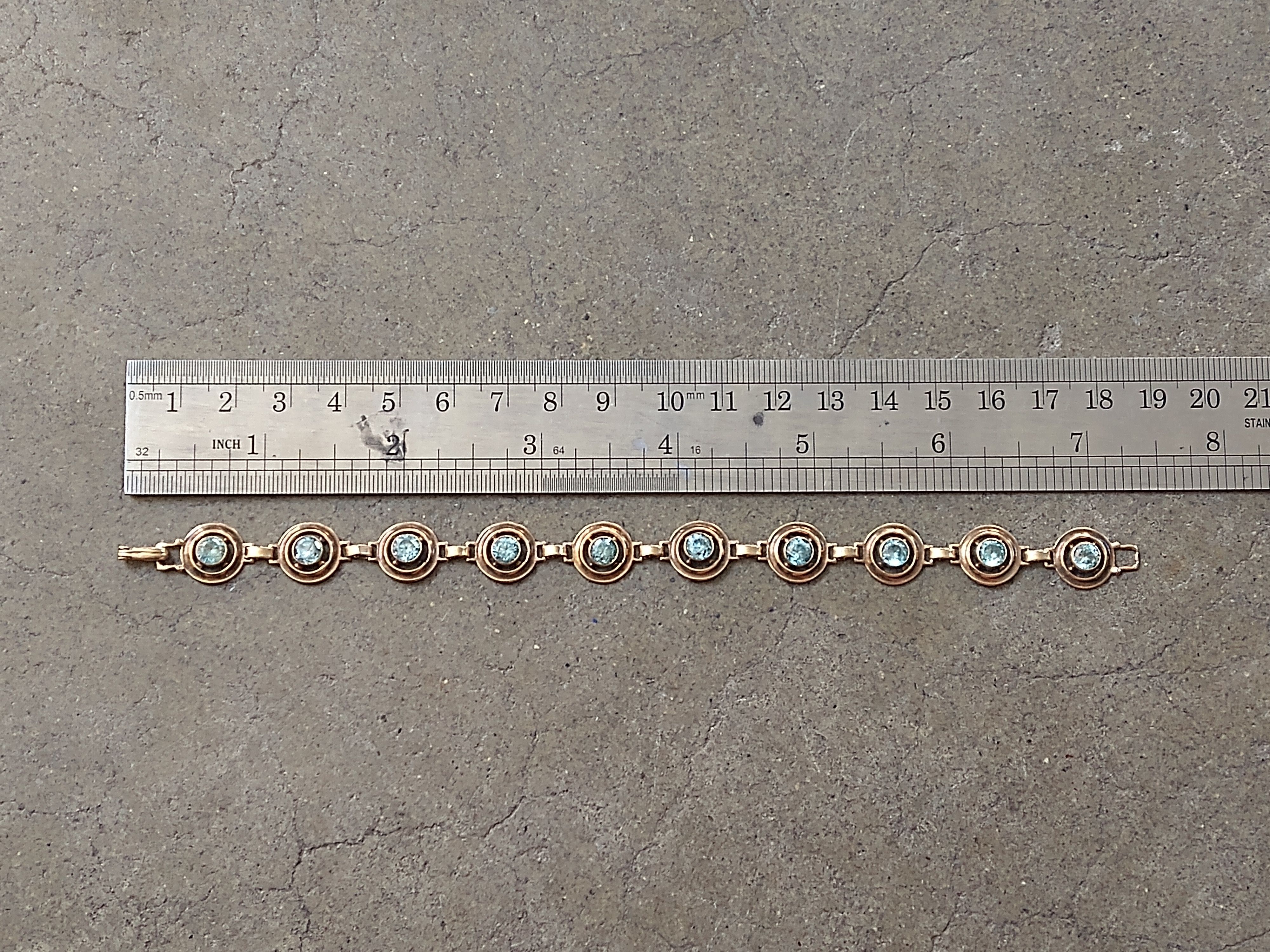 Jewelry × Vintage Vintage 10K Yellow Gold Bracelet Blue Glass Art Deco Size ONE SIZE - 14 Thumbnail
