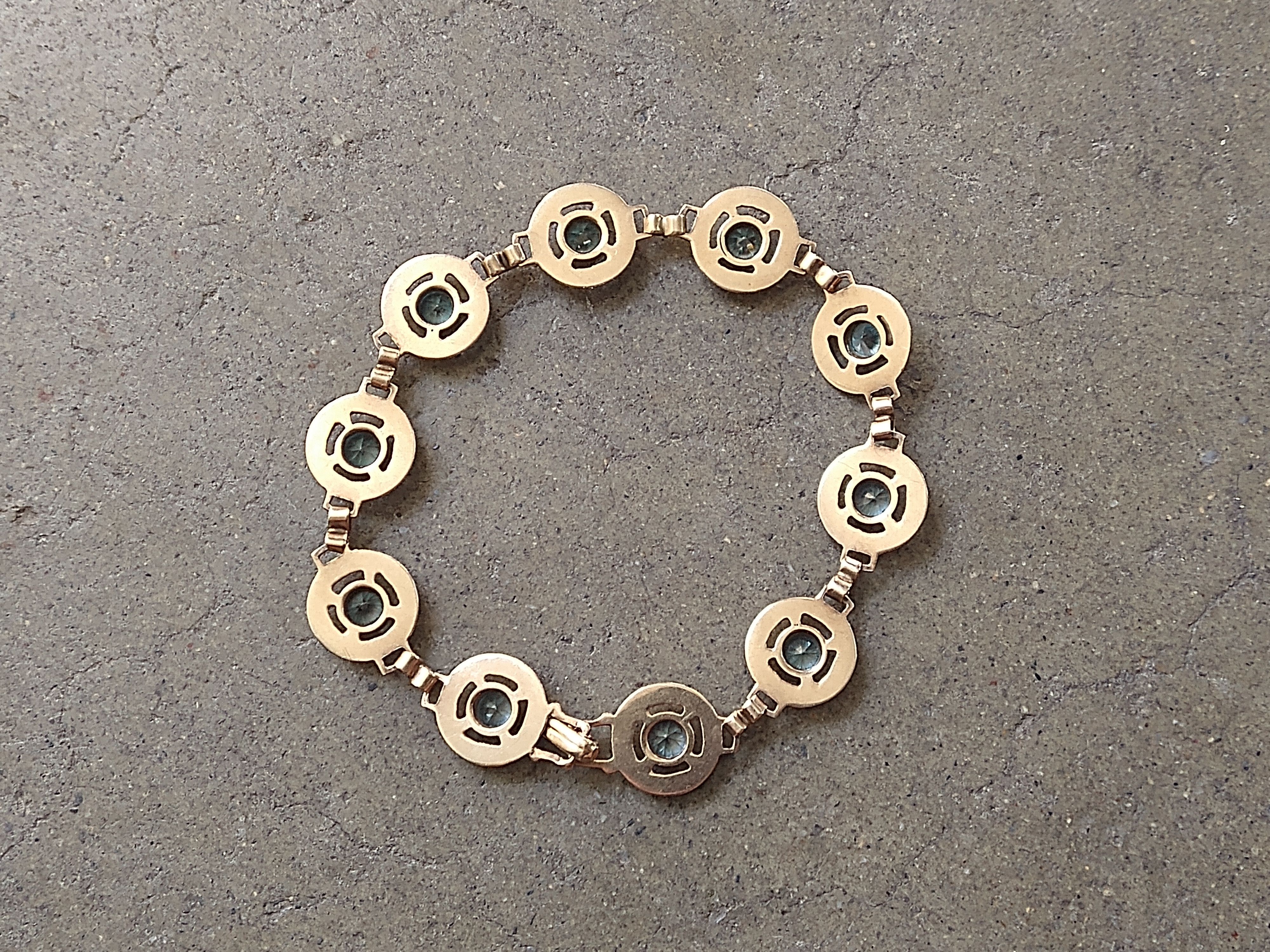 Jewelry × Vintage Vintage 10K Yellow Gold Bracelet Blue Glass Art Deco Size ONE SIZE - 9 Thumbnail