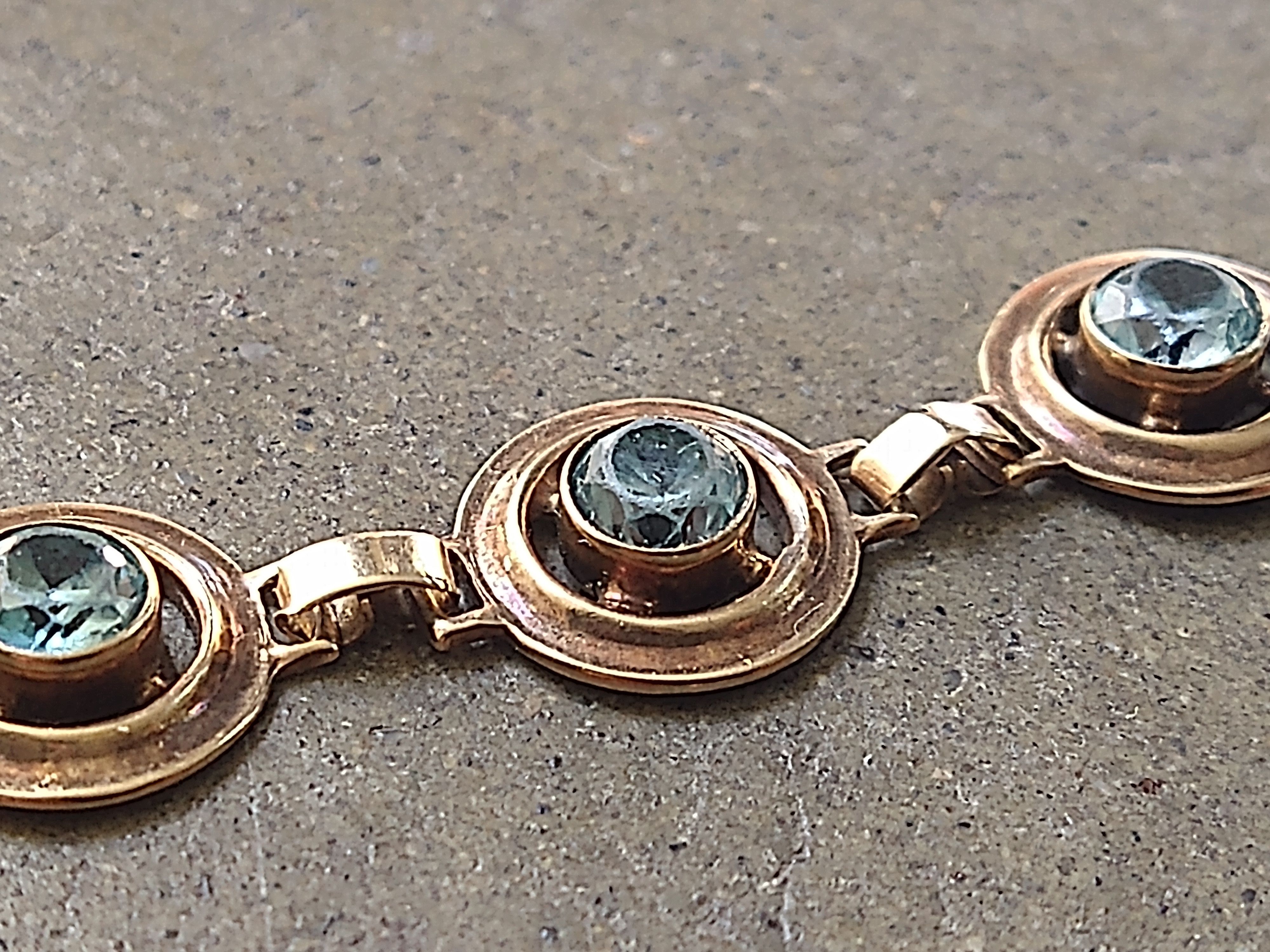 Jewelry × Vintage Vintage 10K Yellow Gold Bracelet Blue Glass Art Deco Size ONE SIZE - 7 Thumbnail