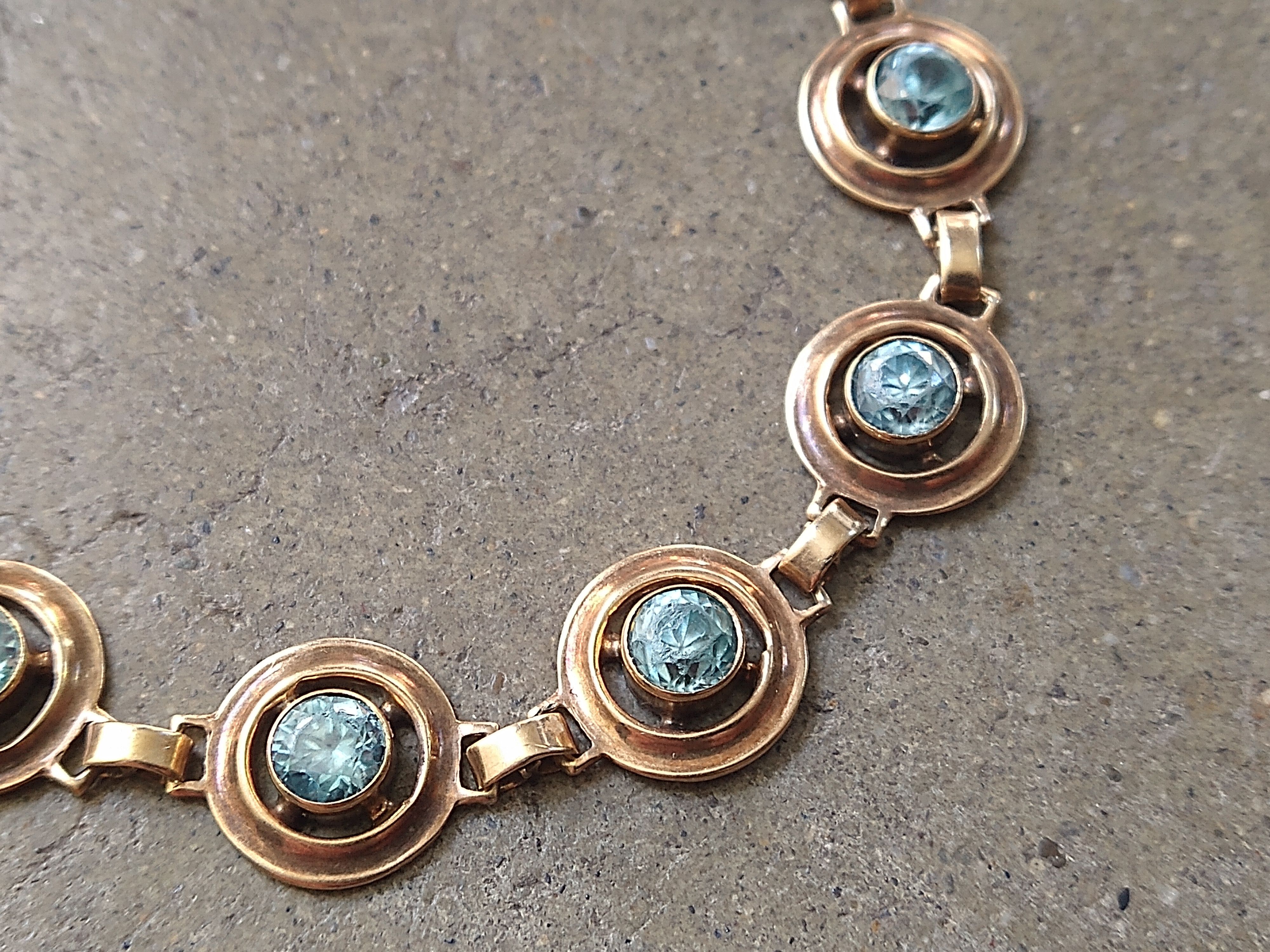 Jewelry × Vintage Vintage 10K Yellow Gold Bracelet Blue Glass Art Deco Size ONE SIZE - 5 Thumbnail