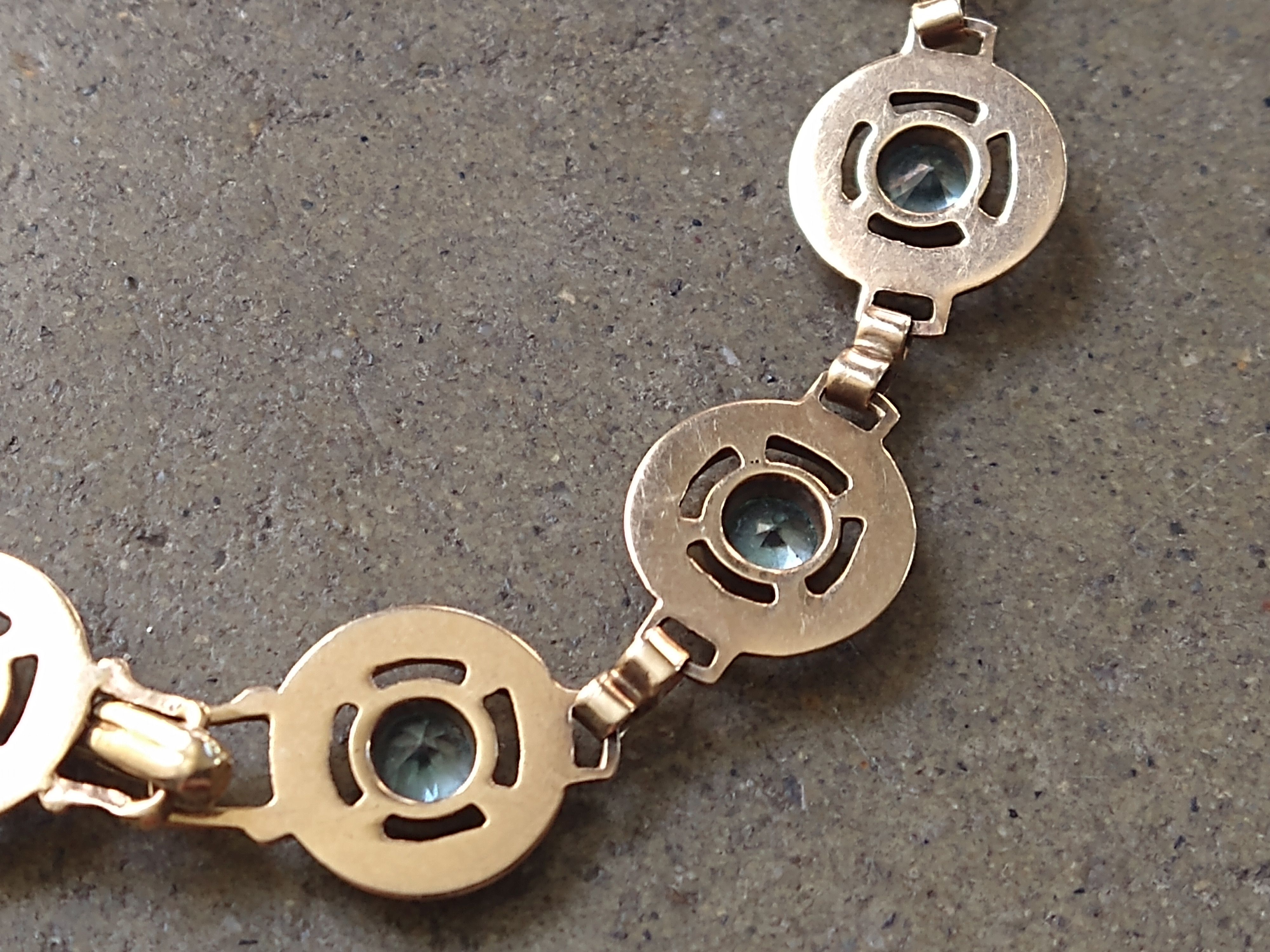Jewelry × Vintage Vintage 10K Yellow Gold Bracelet Blue Glass Art Deco Size ONE SIZE - 11 Thumbnail