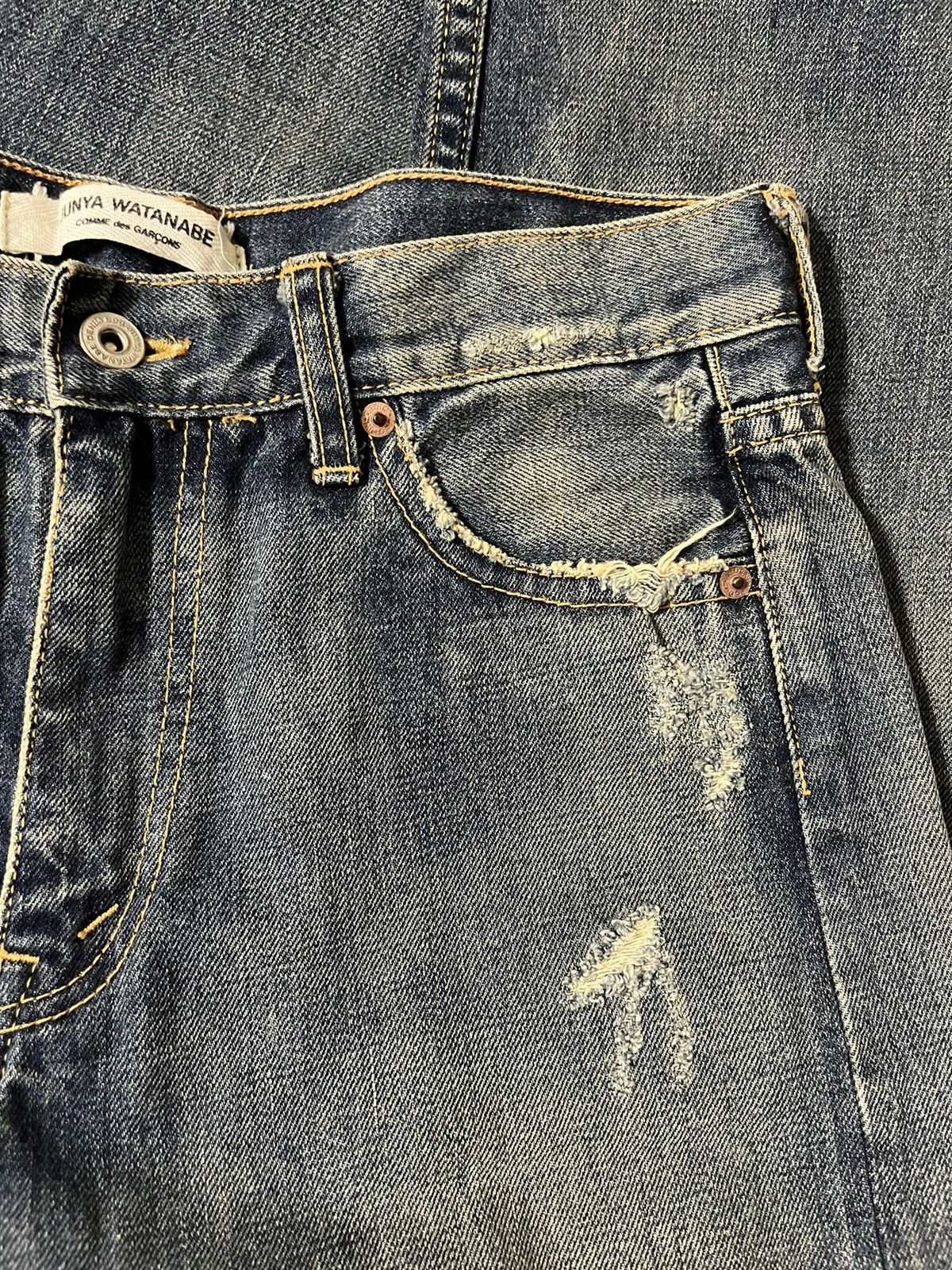 Comme des Garcons AW05 Junya Watanabe Faded Crash Denim Jeans Thrashed Size US 29 - 8 Thumbnail