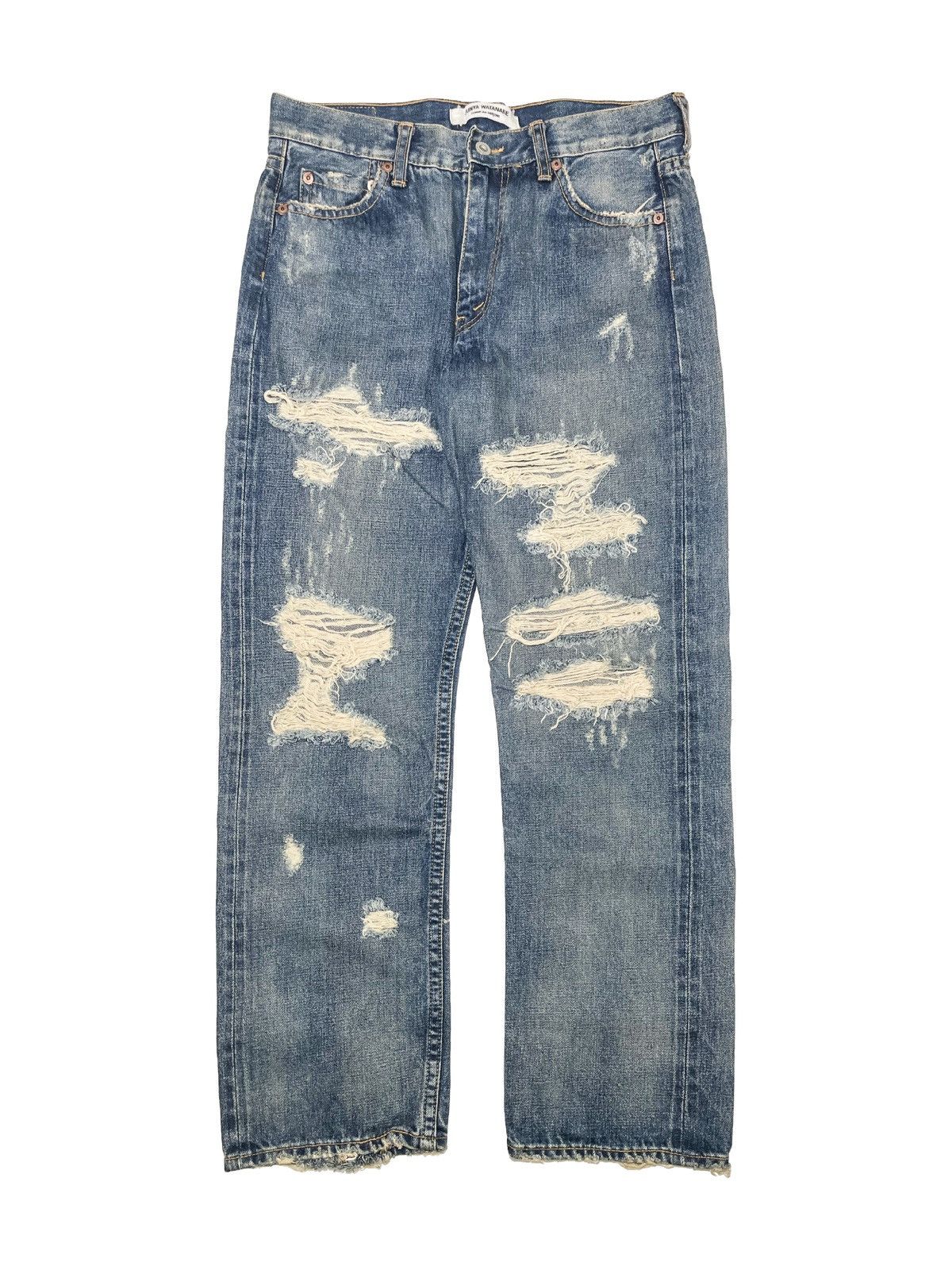 Comme des Garcons AW05 Junya Watanabe Faded Crash Denim Jeans Thrashed Size US 29 - 1 Thumbnail