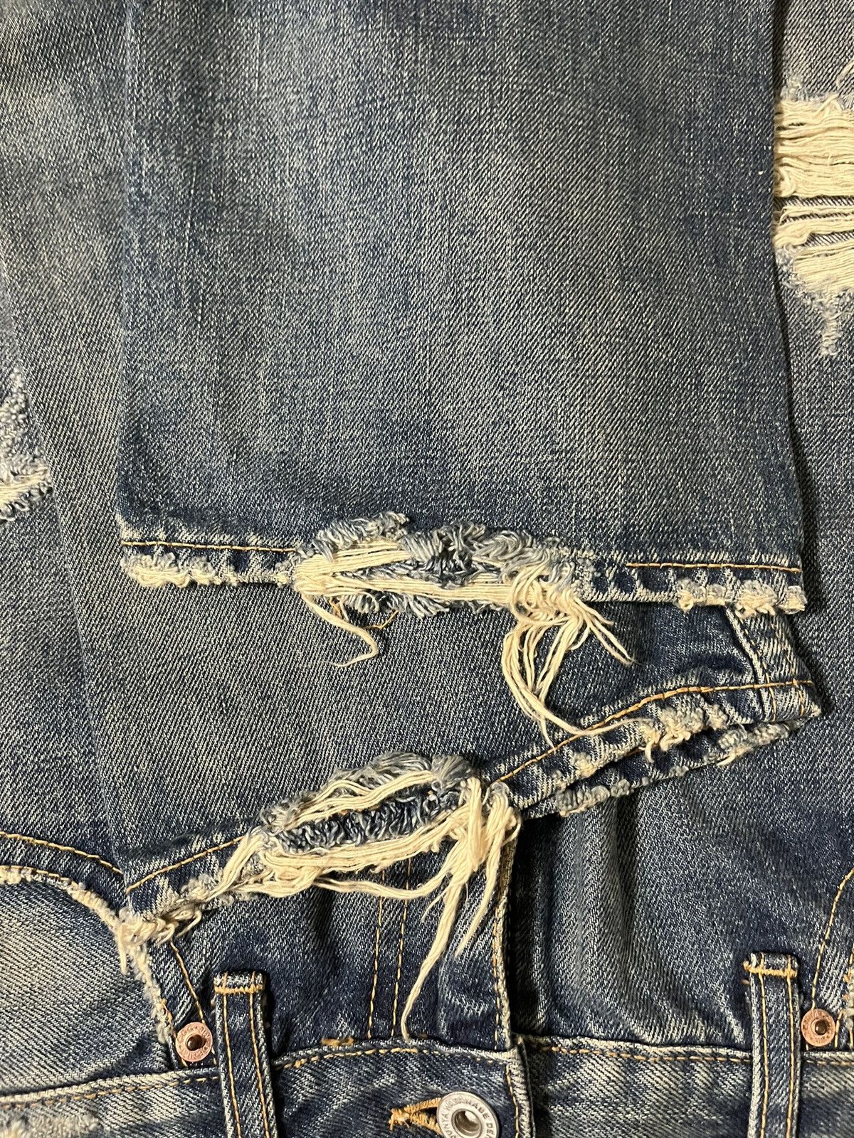 Comme des Garcons AW05 Junya Watanabe Faded Crash Denim Jeans Thrashed Size US 29 - 7 Thumbnail