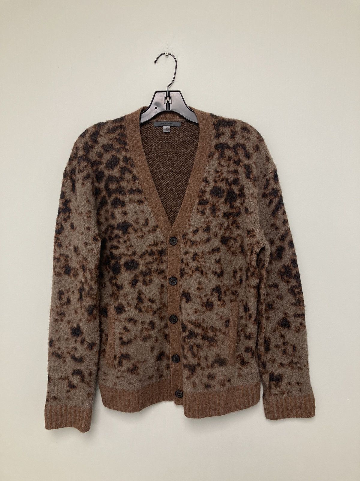 John Varvatos Leopard Jacquard Cardigan. Small Size US S / EU 44-46 / 1 - 5 Thumbnail