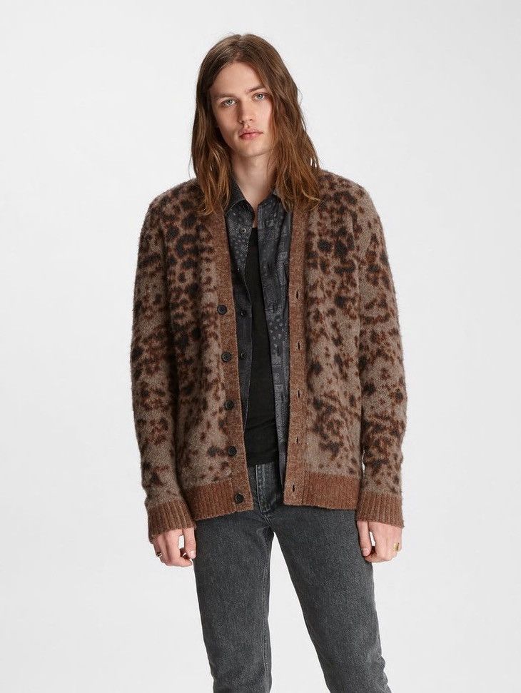 John Varvatos Leopard Jacquard Cardigan. Small Size US S / EU 44-46 / 1 - 1 Thumbnail