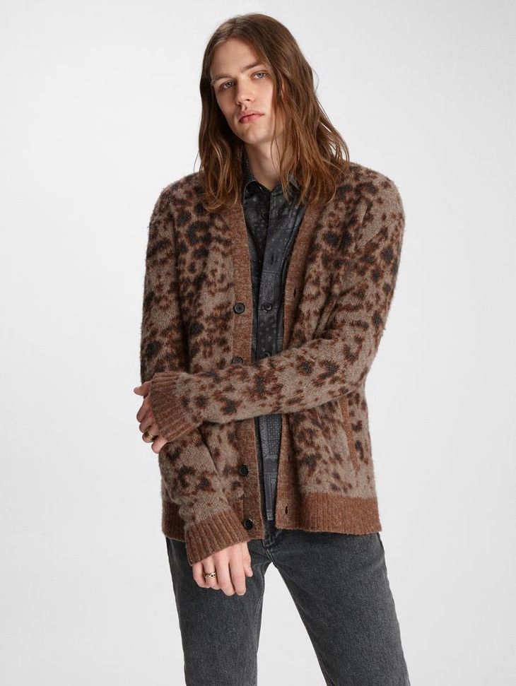 John Varvatos Leopard Jacquard Cardigan. Small Size US S / EU 44-46 / 1 - 4 Thumbnail