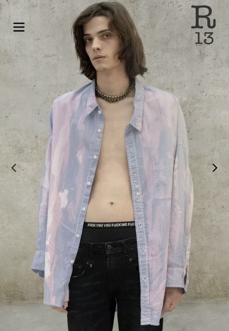 Bleached drop neck shirt. Small