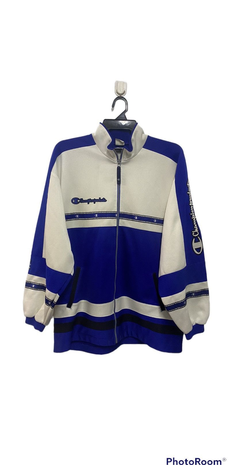 image of 90’S Retro Champion Tape Tracktop Jacket in White, Men's (Size Large)