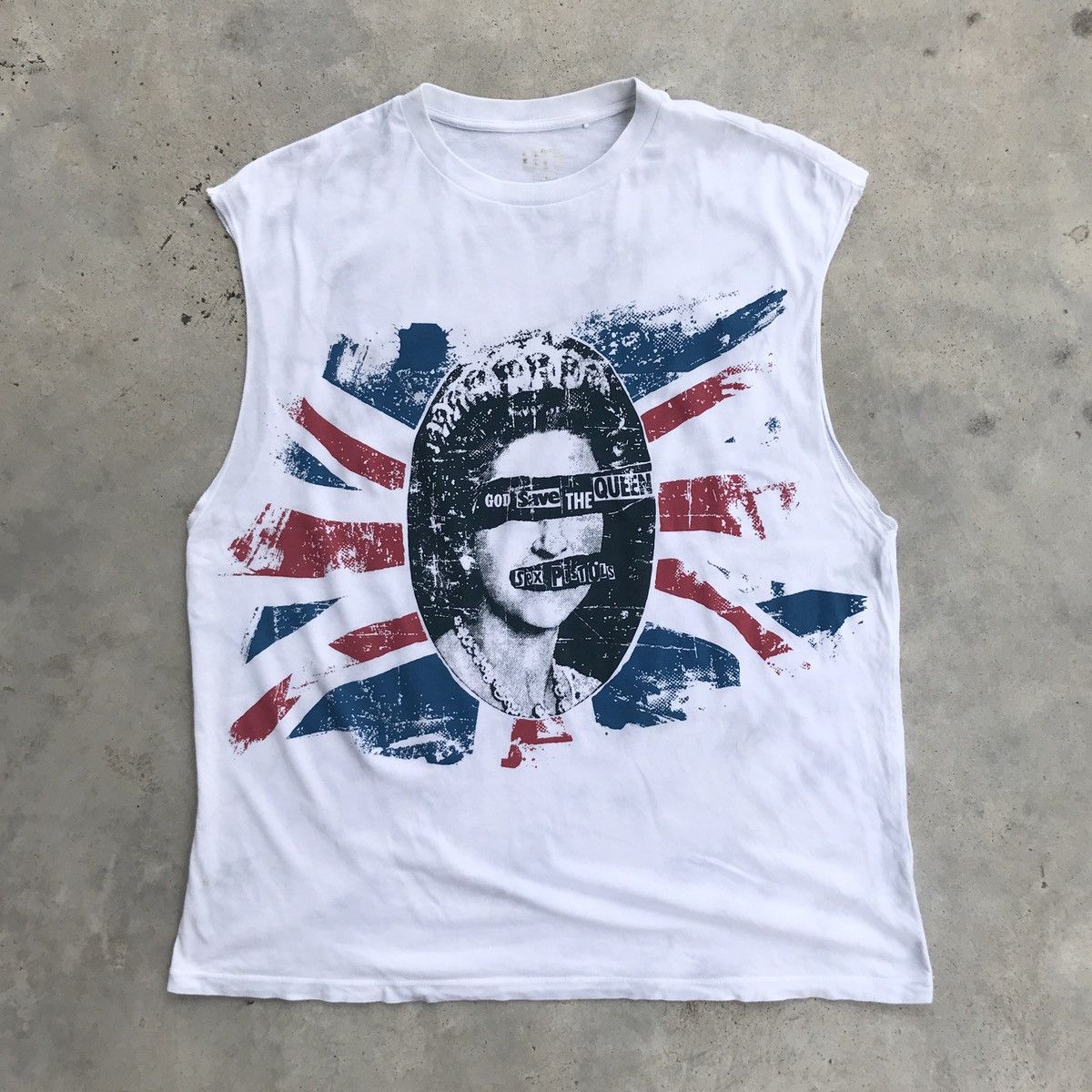 image of Band Tees x Seditionaries 2010's Sex Pistols " God Save The Queen " Tank Top in White (Size XL)