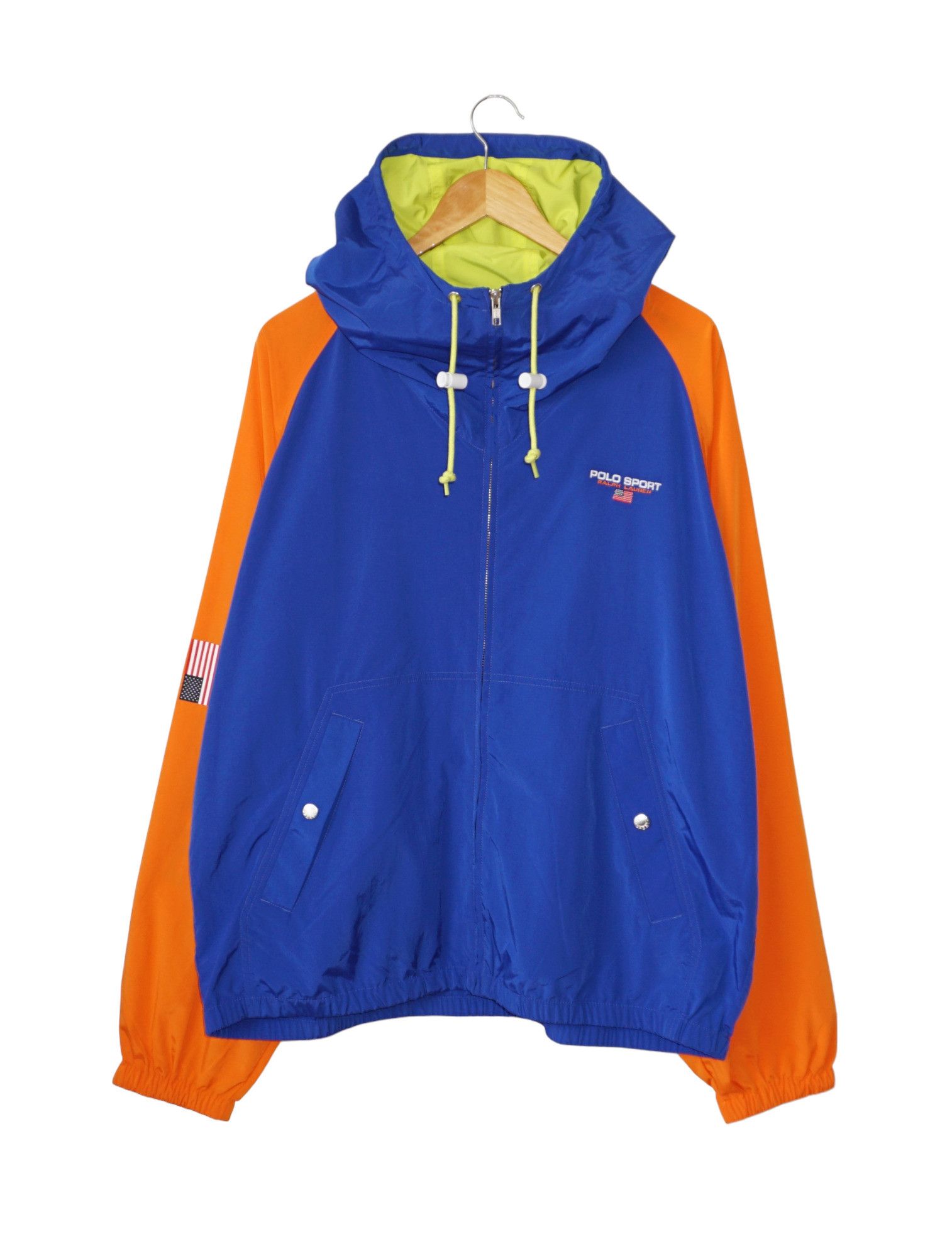 Polo store Ralph Lauren Mens Blue Orange 1/4th Zip Windbreaker Jacket Size Large