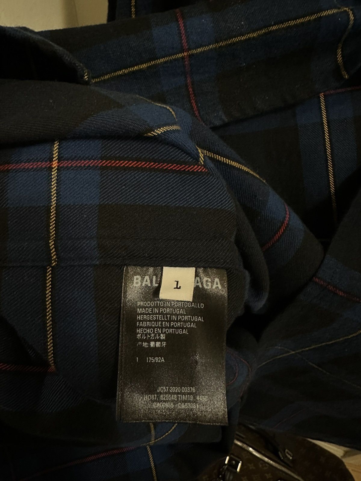 Balenciaga *Rare* Balenciaga Blue Checked Logo Flannel Shirt Size US L / EU 52-54 / 3 - 5 Thumbnail