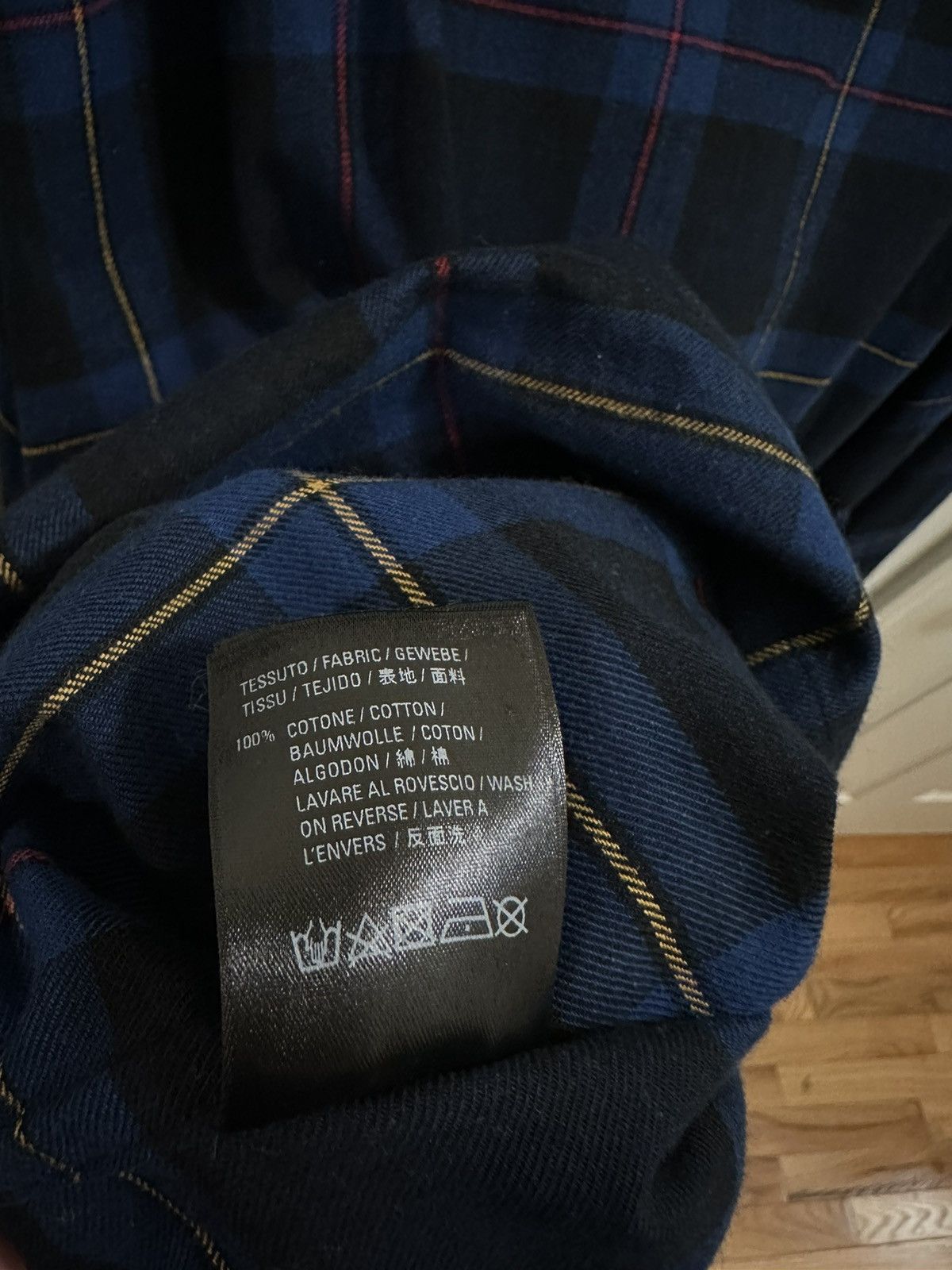 Balenciaga *Rare* Balenciaga Blue Checked Logo Flannel Shirt Size US L / EU 52-54 / 3 - 6 Thumbnail