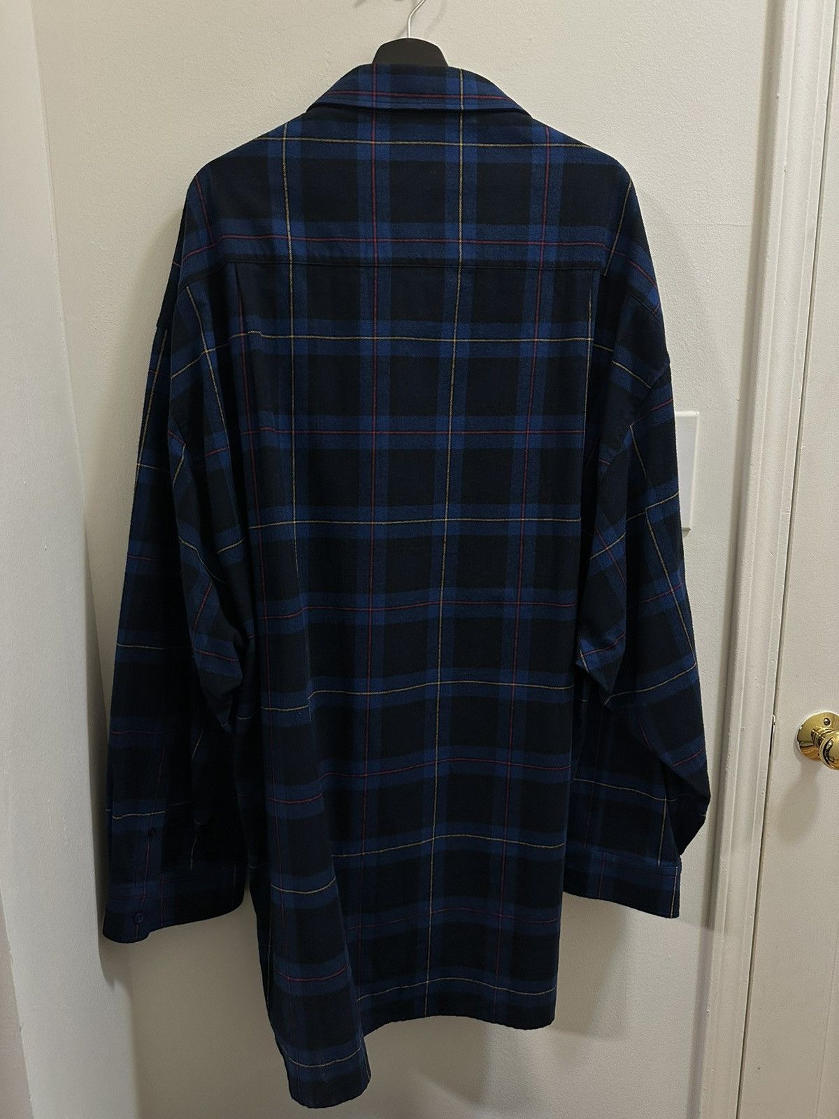 Balenciaga *Rare* Balenciaga Blue Checked Logo Flannel Shirt Size US L / EU 52-54 / 3 - 4 Thumbnail